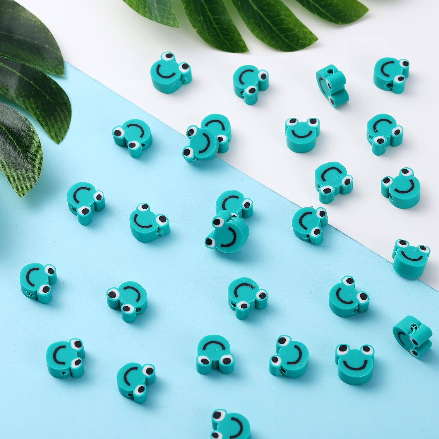 100Pcs Frog Polymer Clay Spacer Beads For Women Girls Jewelry Making Diy Bracelet Necklace Hair Clip Accessories (Frog)