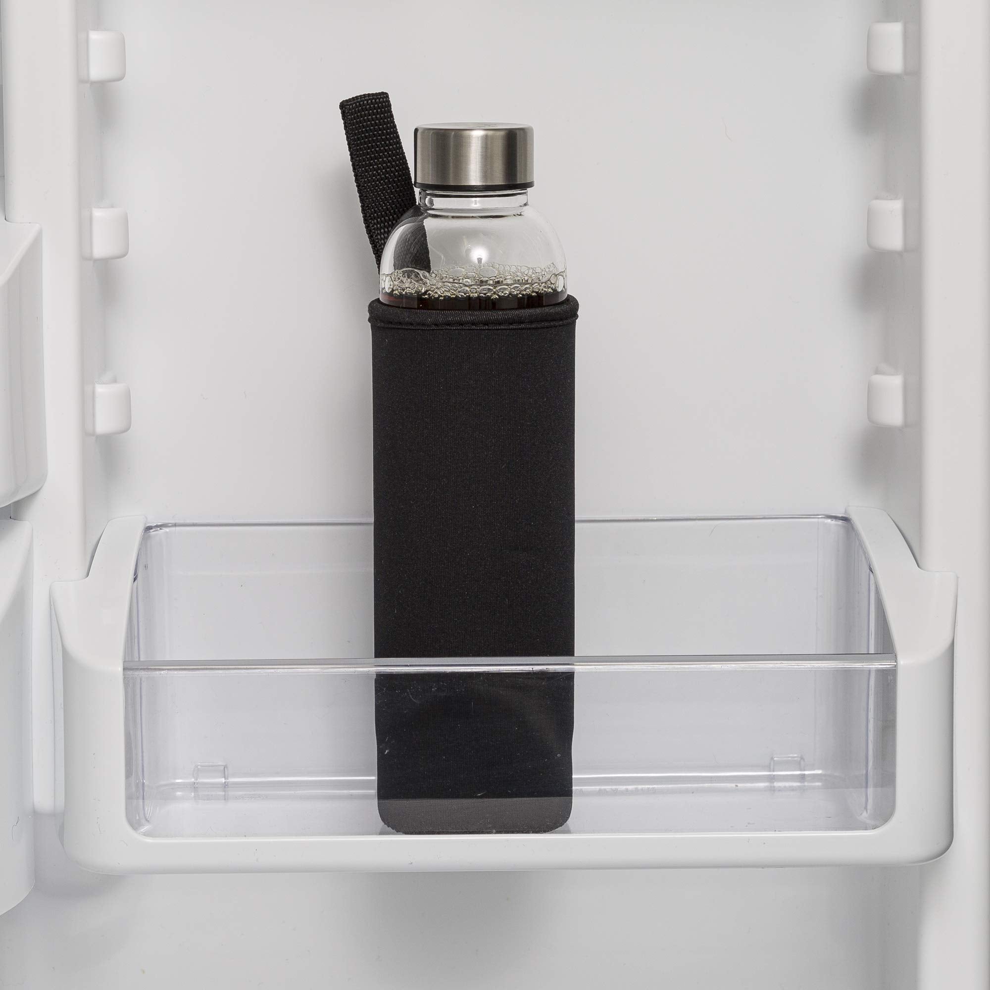 Primula Cold Brew Travel Bottle With Black Insulating Neoprene Sleeve - Borosilicate Glass And Stainless Steel Mesh Core - Dishw