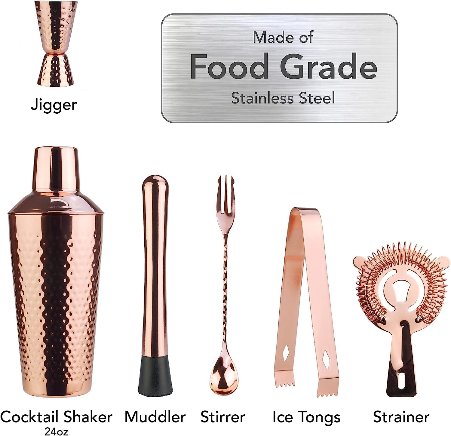 Arora Moscow Mule Barware Set - 23Pc - Copper Plated Stainless Steel - Professional Bar Tools For Drink Mixing, Home, Bar, Party
