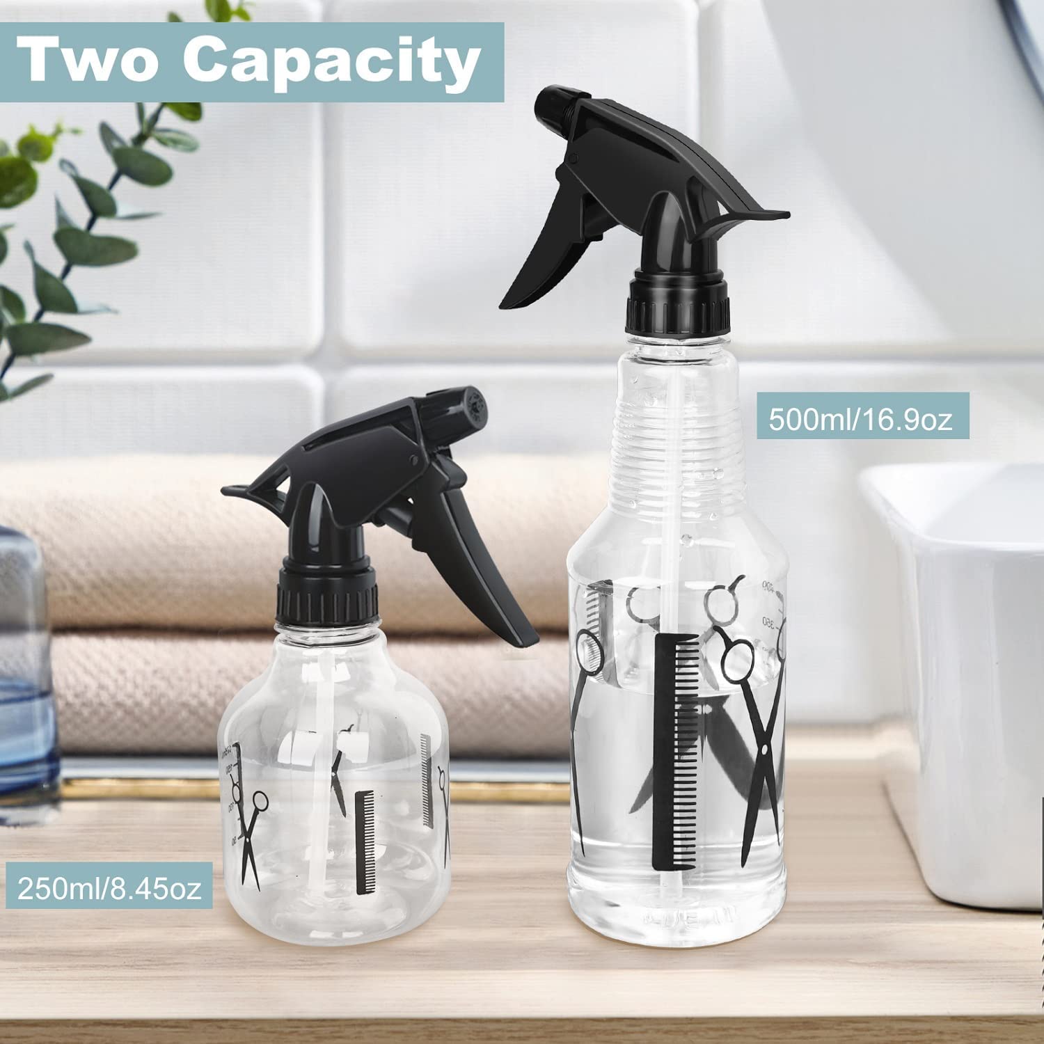 Avenoir Mister Spray Bottle, 250Ml & 500Ml Adjustable Spray Storage Container For Hair, Plant And Home Cleaning