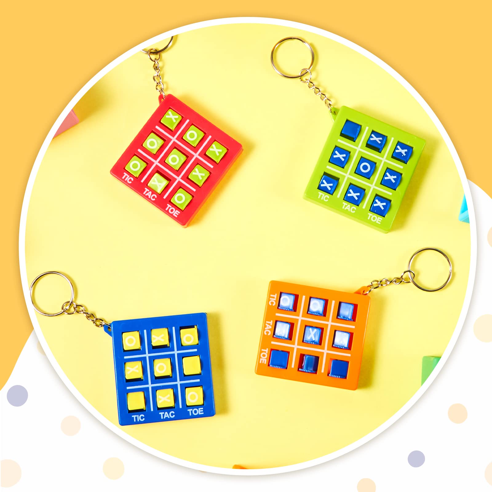 Hicarer Tic Tac Toe Keychain For Kids Ages 8-12 Party Favors Plastic Keyholders For Mini Backpack Clip Birthday Party (Red, Blue