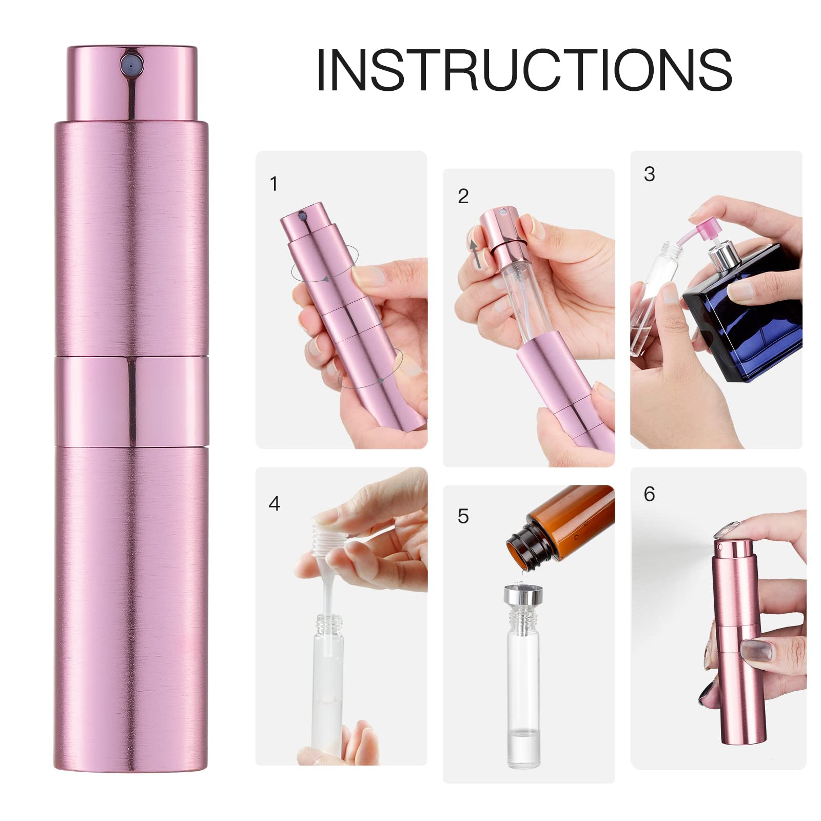Lisapack 8Ml Brushed Atomizer Perfume Spray Bottle For Travel, Empty Refillable Cologne Dispenser, Portable Sprayer (Pink)