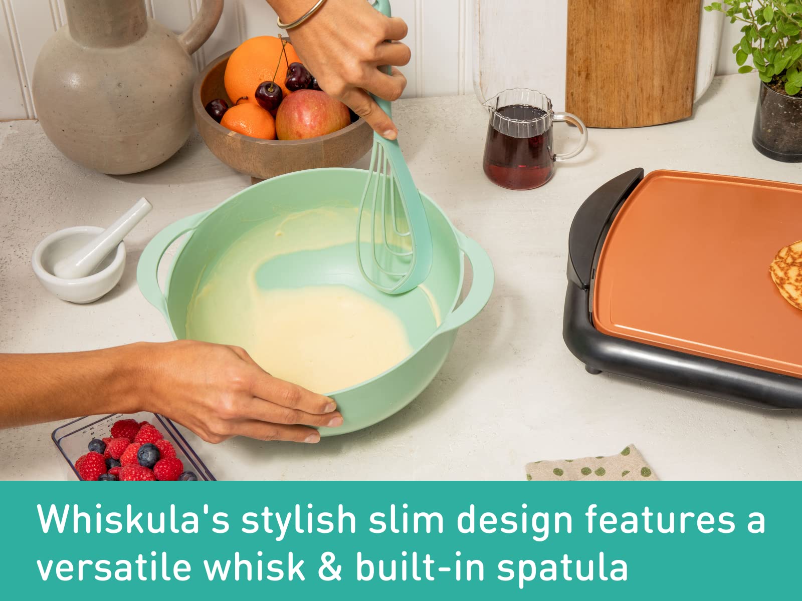 Prepdeck - 5 Piece Silicone Cooking Set - Flip, Mix, Whisk, Scoop, Strain, Scrape & Measure -Dual Function Cooking Tools - Heat-