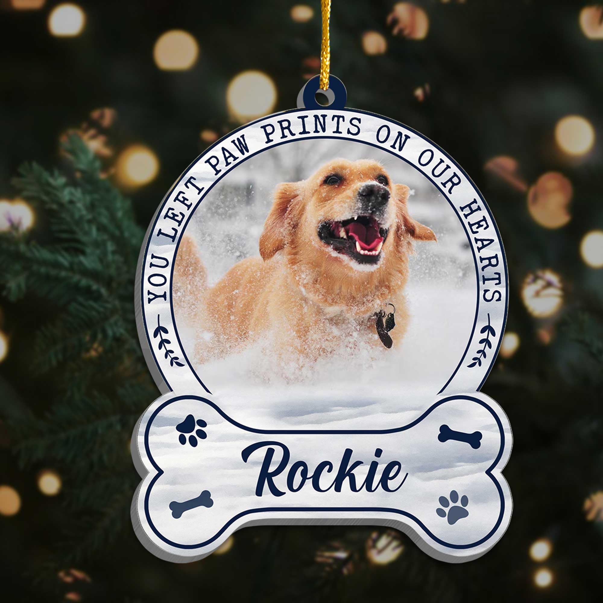 Custom Dog Photo Ornament 2025 - Personalized Pet Memorial Christmas Ornament - Forever in Our Hearts, Remembrance, in Memory Gi