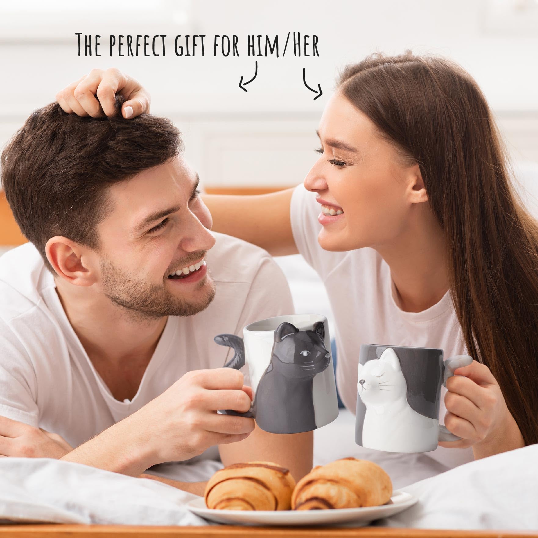 MIAMIO - Kissing cat Mugs Setcoffee cups  cat Lover gifts for MenWomen