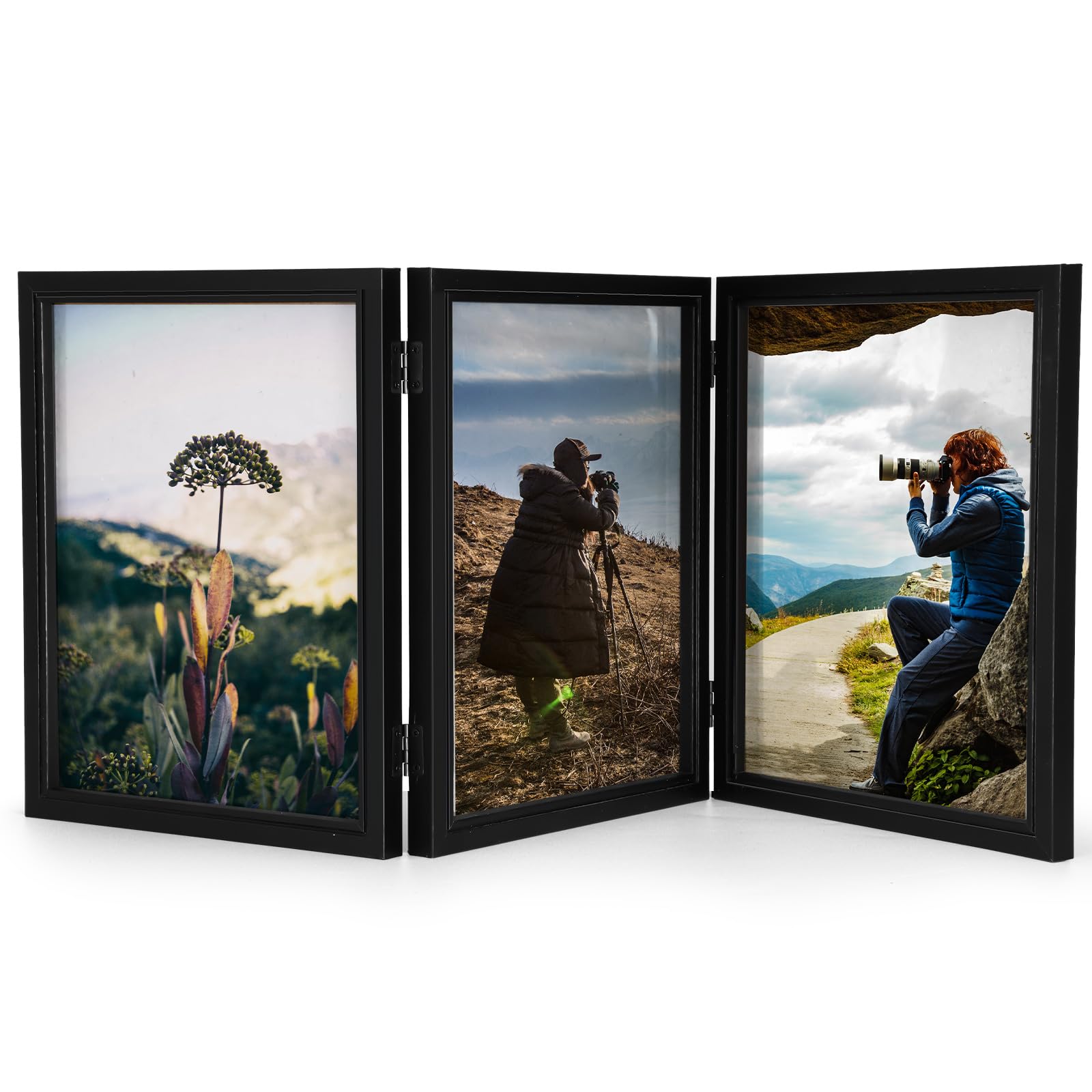 Sintuff 8 x 10 Picture Frames Hinged Photos Frame Collage with Acrylic Opening Wood Desk Photo Frame Rustic Multiple Desk Frame 