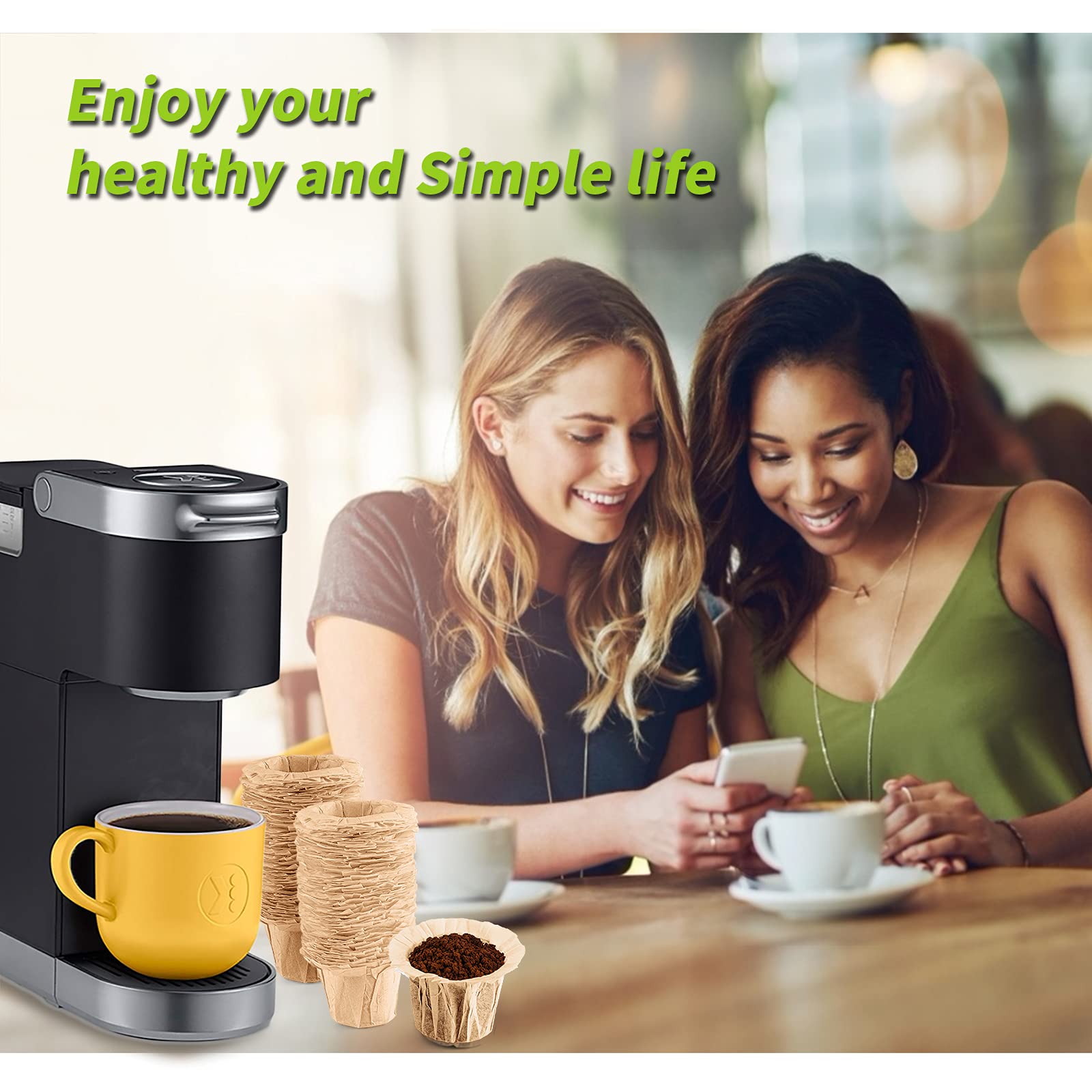 K cup Coffee Paper Filters Disposable for Reusable K Cup Filters  Disposable Natural K Cup Filters  Compatible with Keurig Single Serve Filter Brands (200  Natural NO lid)