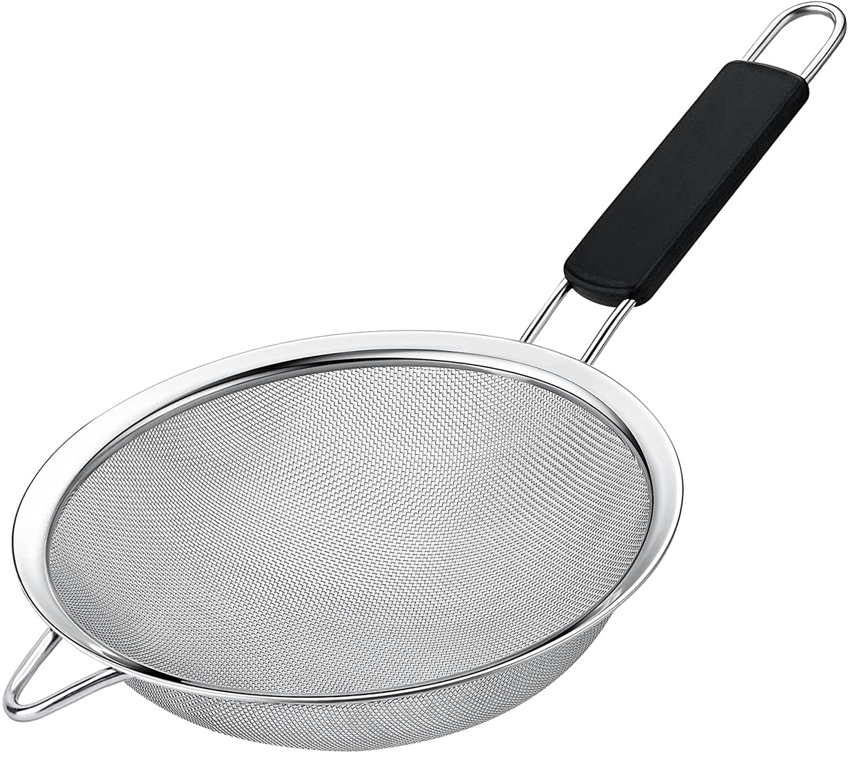 Kafoor 6.3'' Fine Mesh Strainer With Thermo Plastic Rubber Handle - Sieve Fine Mesh Stainless Steel - Ideal To Sift Flour, Icing