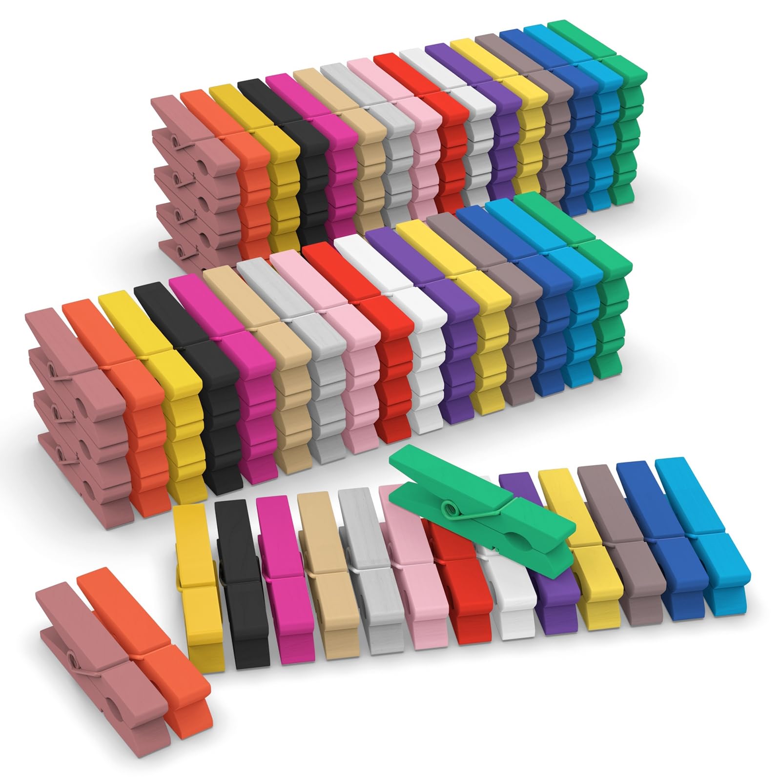 (Pack Of 128) Mini Wooden Colored Clothespins,16 Coloers Each 8Pcs