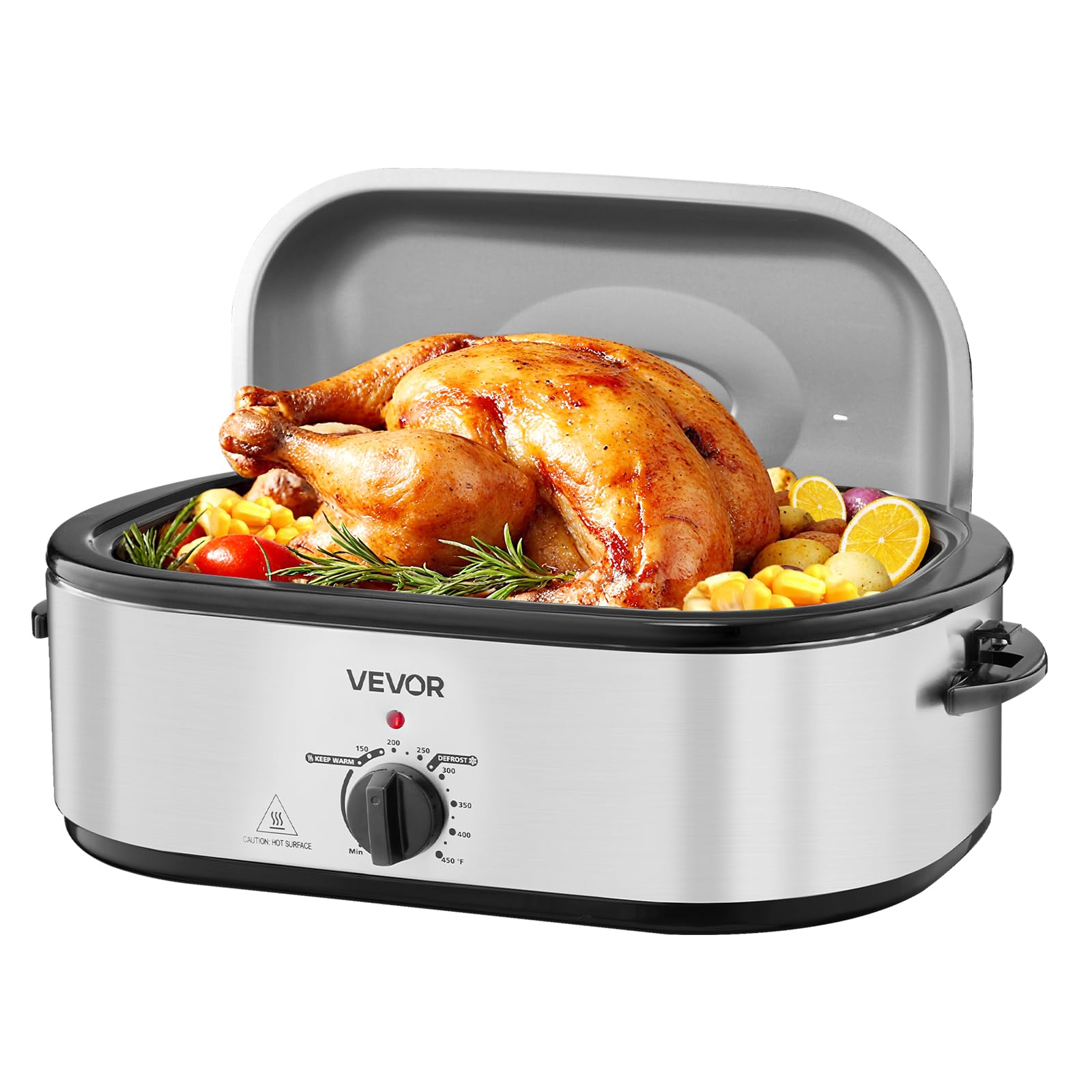 VEVOR Roaster Oven, 20QT Electric Roasting Pan, 150-450? Adjustable Temperature Fast-Cooking Turkey Roaster, Turkey Oven with Se