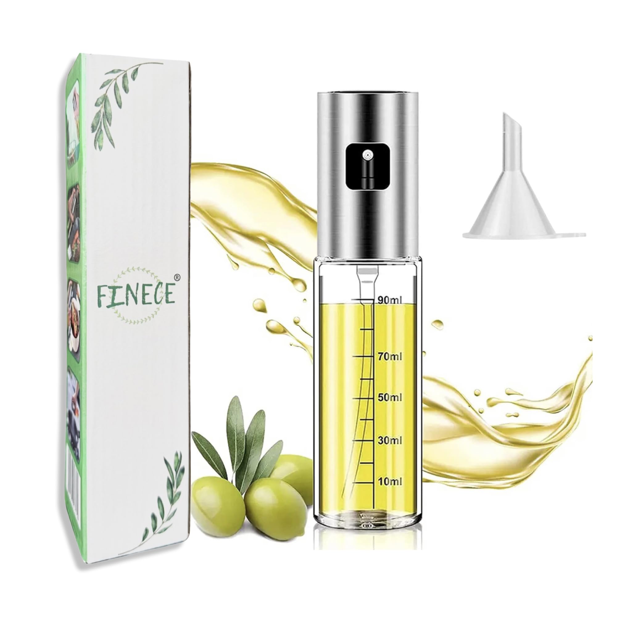Finece Oil Sprayer For Cooking, 100Ml Olive Oil Sprayer Mister For Air Fryers, Oil Spray Bottle, Vinegar Soy Sauce Dispenser, Oi