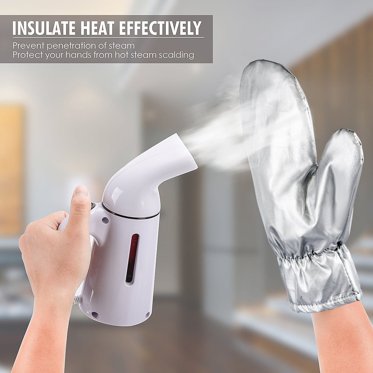 Tingtio Upgraded Garment Steamer Ironing Gloves Mitt Flexible Anti Steam Gloves Durable Heat Resistant Waterproof Protective Ironing Glove for Garment Steamer Silver for Clothes Steamer -1 Pair