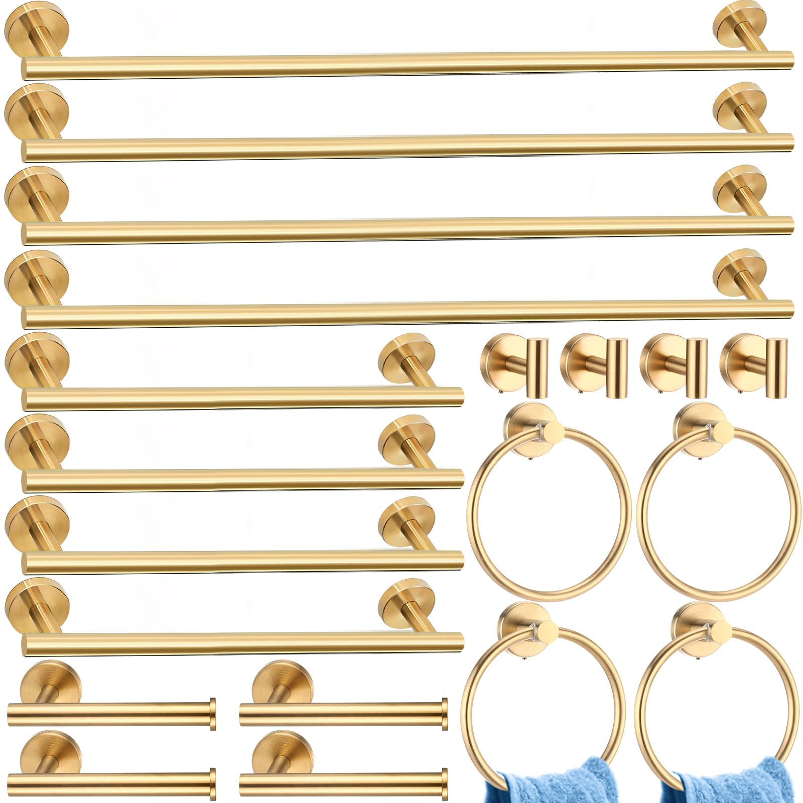 Gisafai 20 Pcs 35 Pcs Bathroom Hardware Set, 23.6 Inch Brushed Towel Bar Ring Toilet Paper Holder Robe Towel Hook, Sus304 Stainl