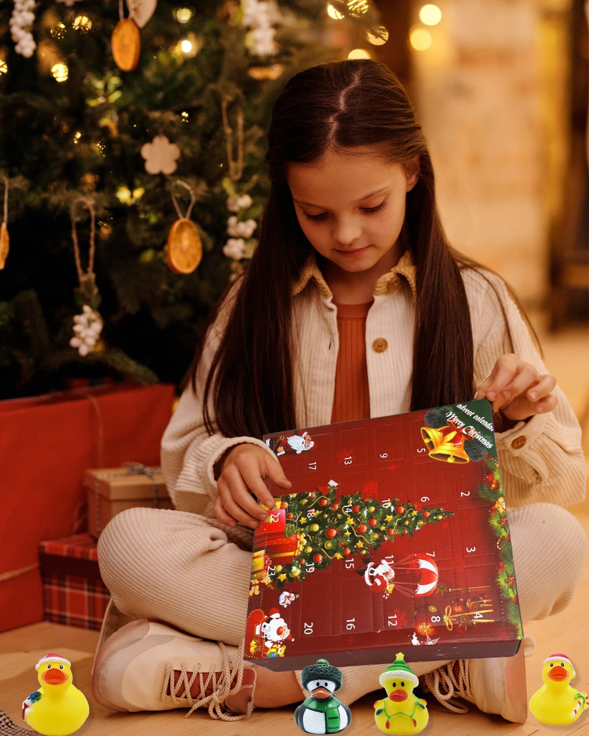 Christmas Advent Calendar 2024 Christmas Rubber Ducks Advent Calendar for Kids, 24 Days Xmas Countdown Calendar, Christmas Party