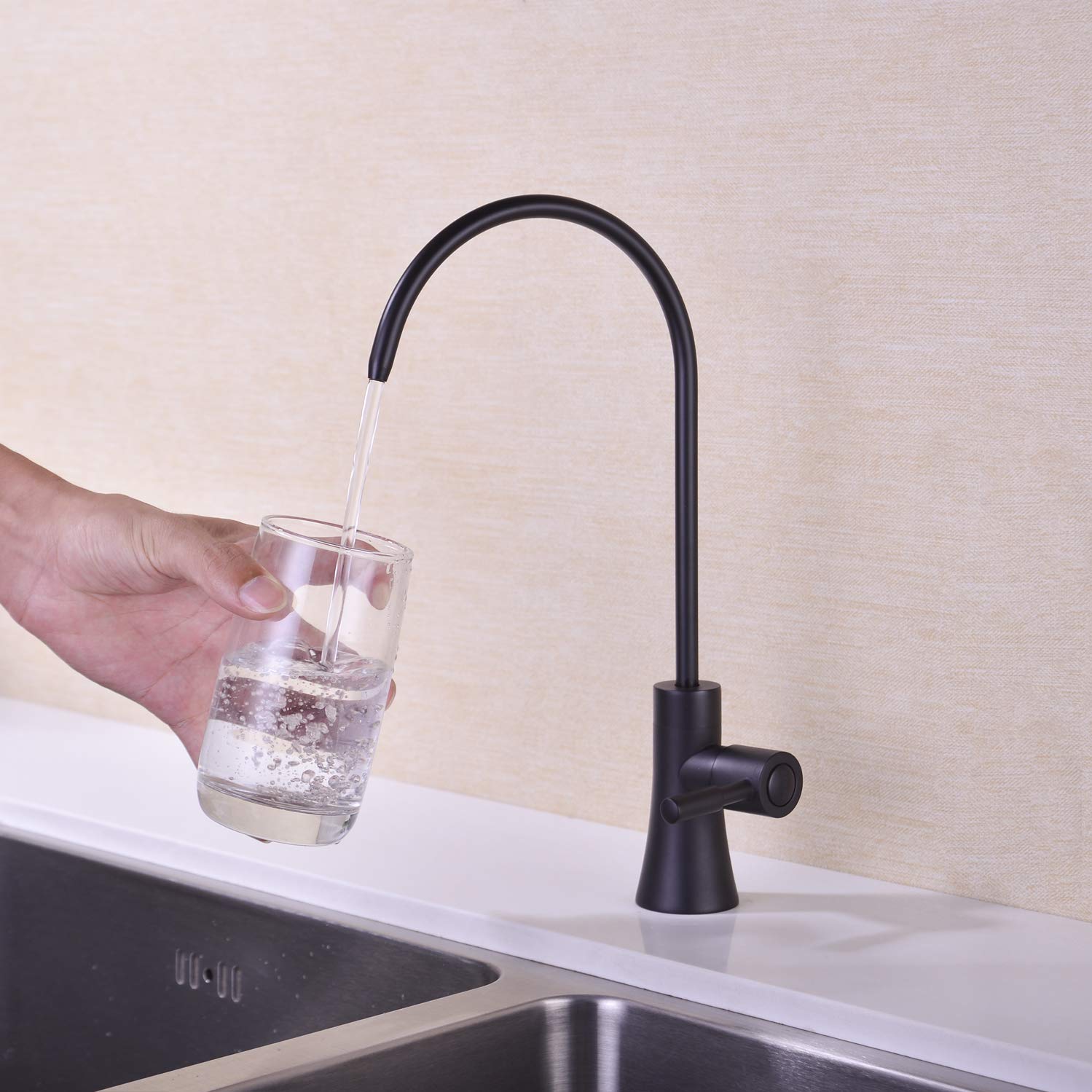EKRTE Commercial Water Filtration Faucet Brass Drinking Water Purifier Faucet  Matte Black Kitchen Bar Sink Drinking Water Purifier Faucet