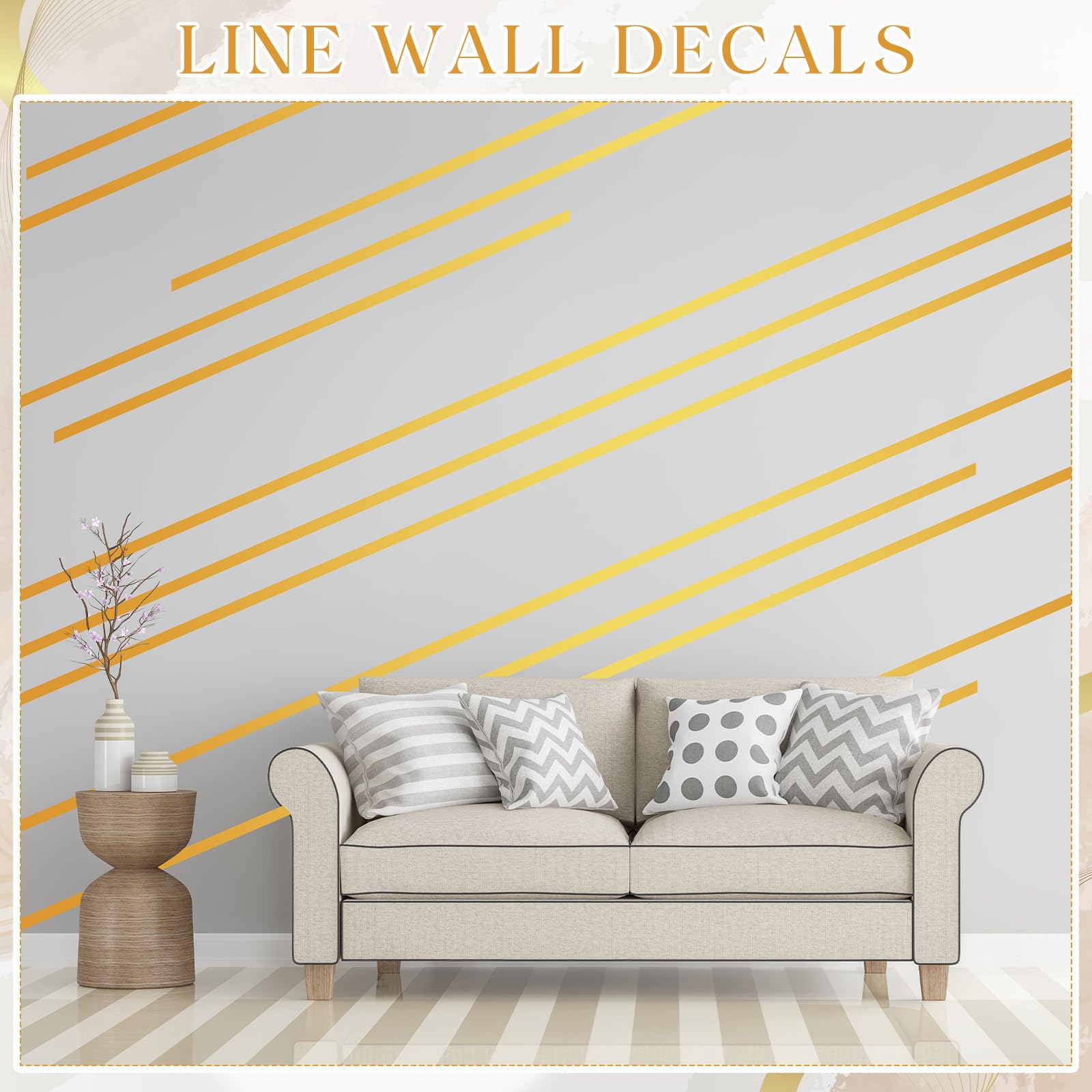 Hoolerry 24 Pcs 70.8 X 1.2 Inch Metallic Line Wall Decals Peel And Stick Adhesive Tile Stickers Washi Tape Wall Tape Mirror Tape
