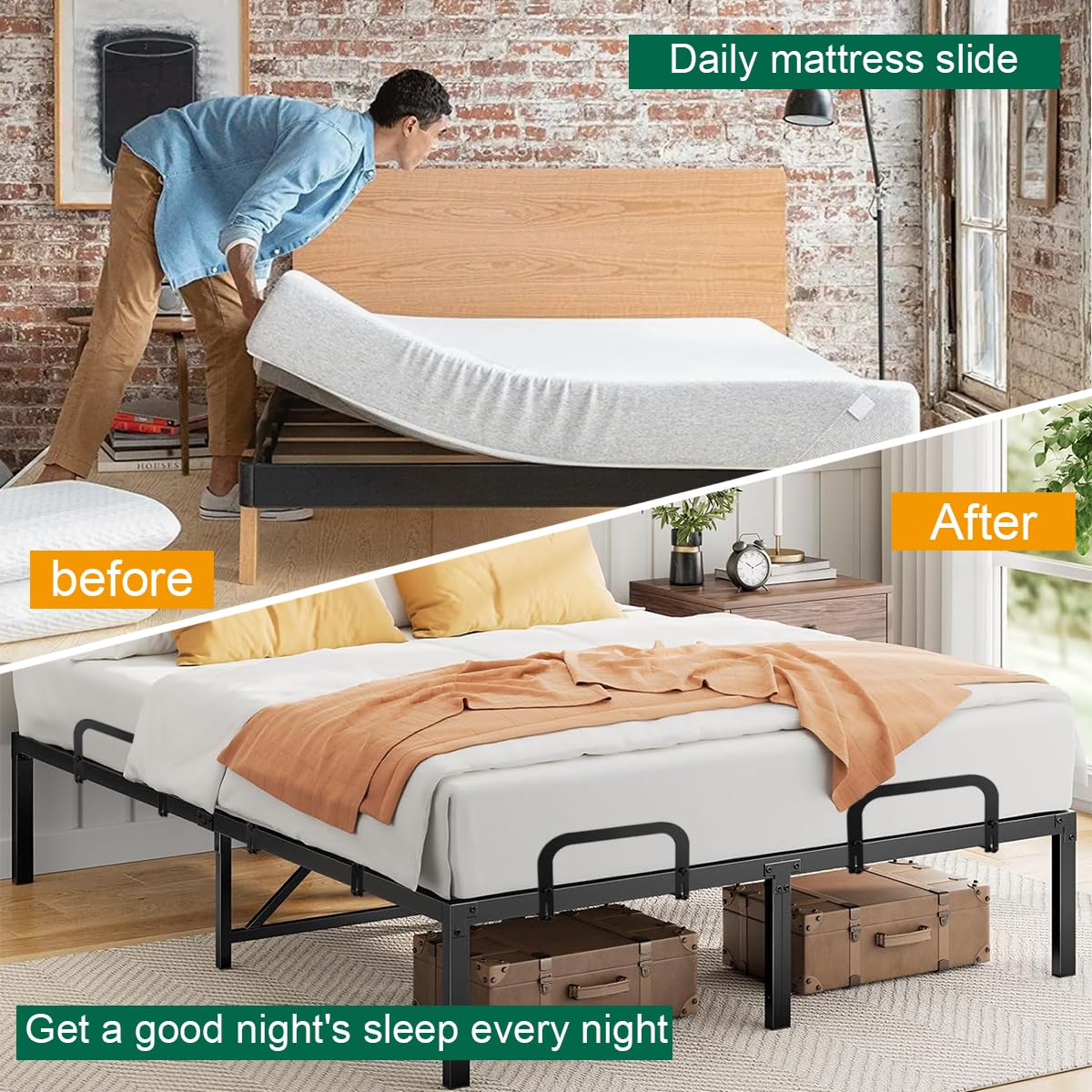 Anteisi 4 Pcs Mattress Holder For Metal Bed Frame,Mattress Retainer,Non Slip Mattress Gripper,Mattress Slide Stopper For Metal F