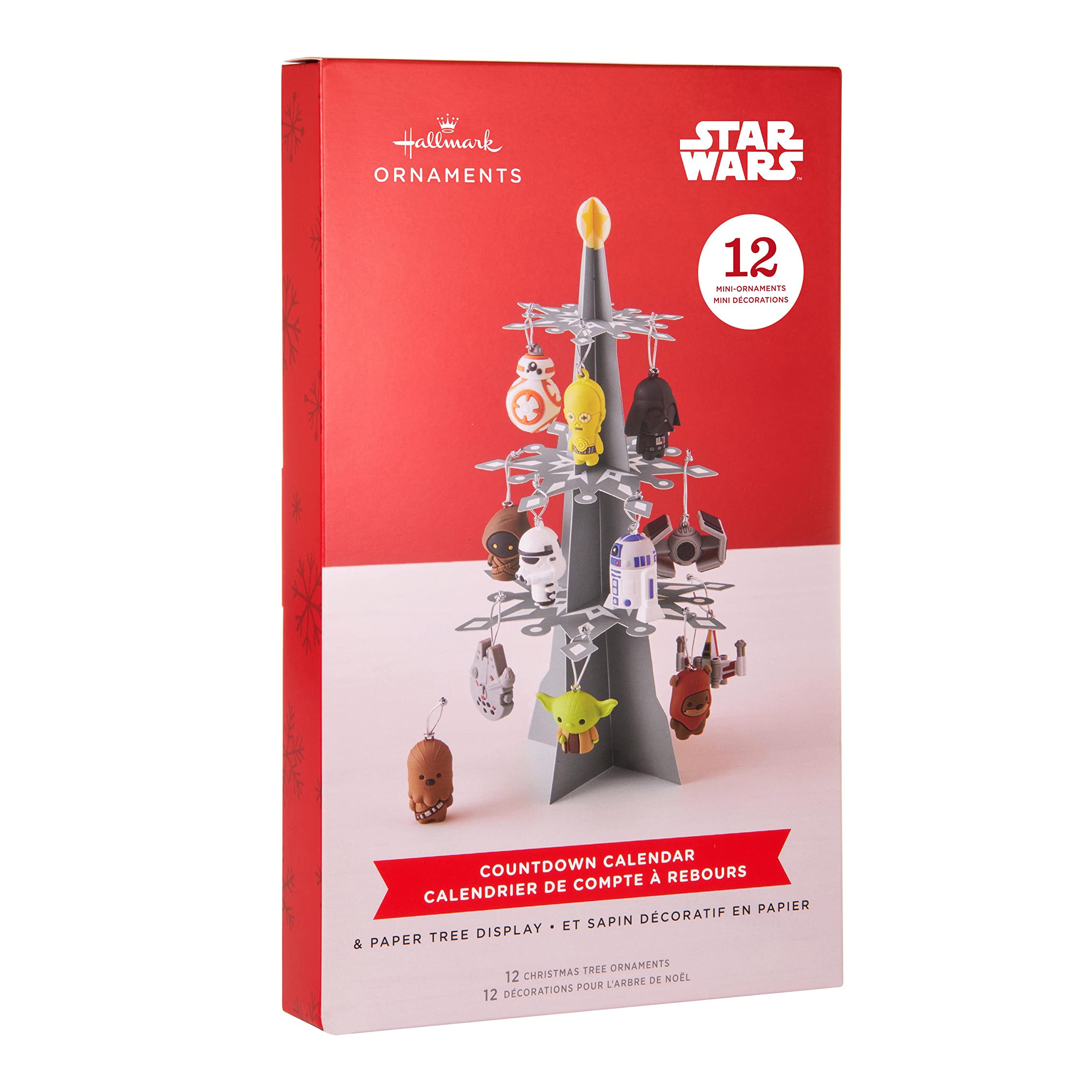 Hallmark Star Wars Countdown Calendar Miniature Christmas Tree Set With 12 Mini Ornaments, (0002HCM9186)