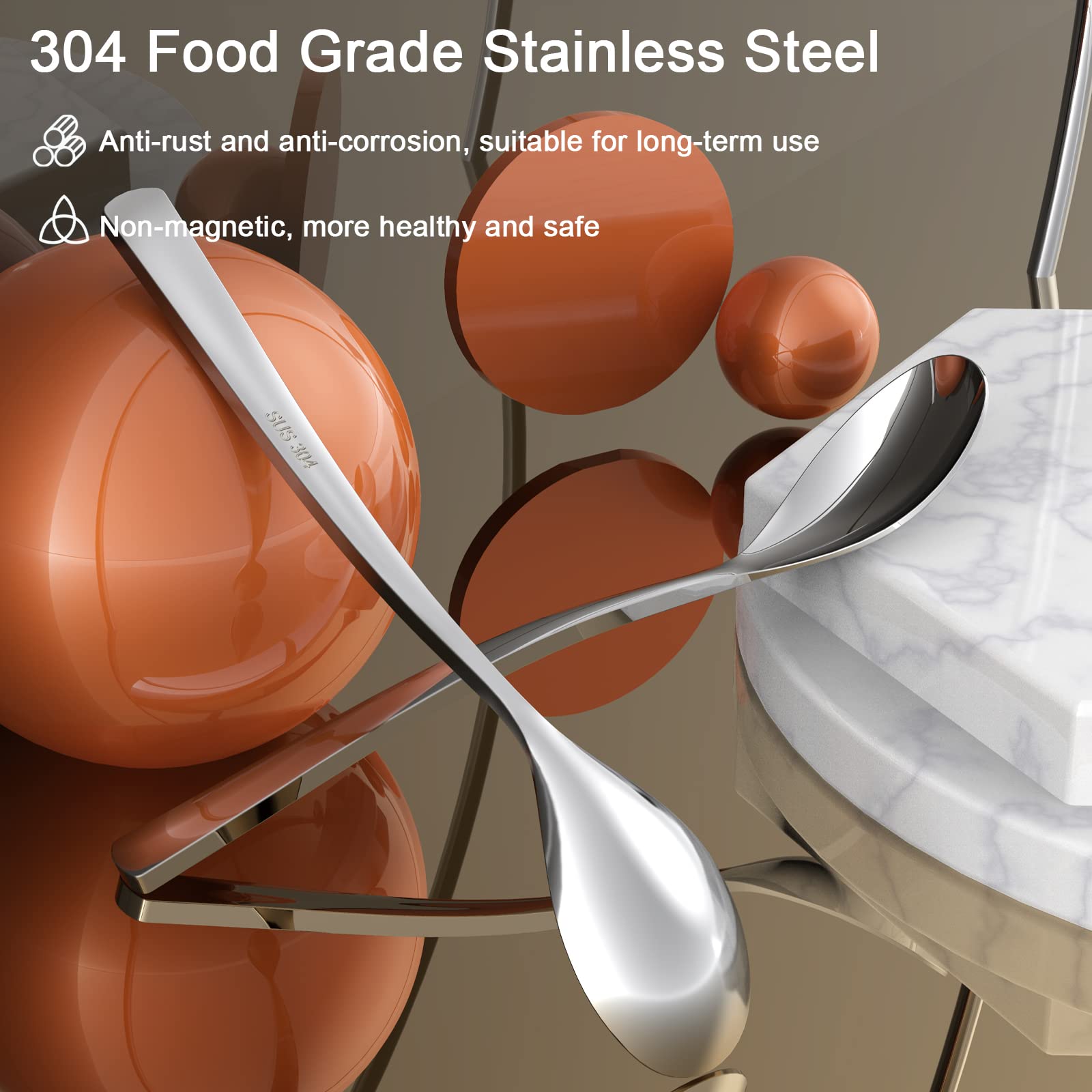 Coffee Spoons,4-Piece Glamfields Teaspoons With A Long Handle, 6.1''Demitasse Espresso Spoons Set Food Grade Stainless Steel Sma