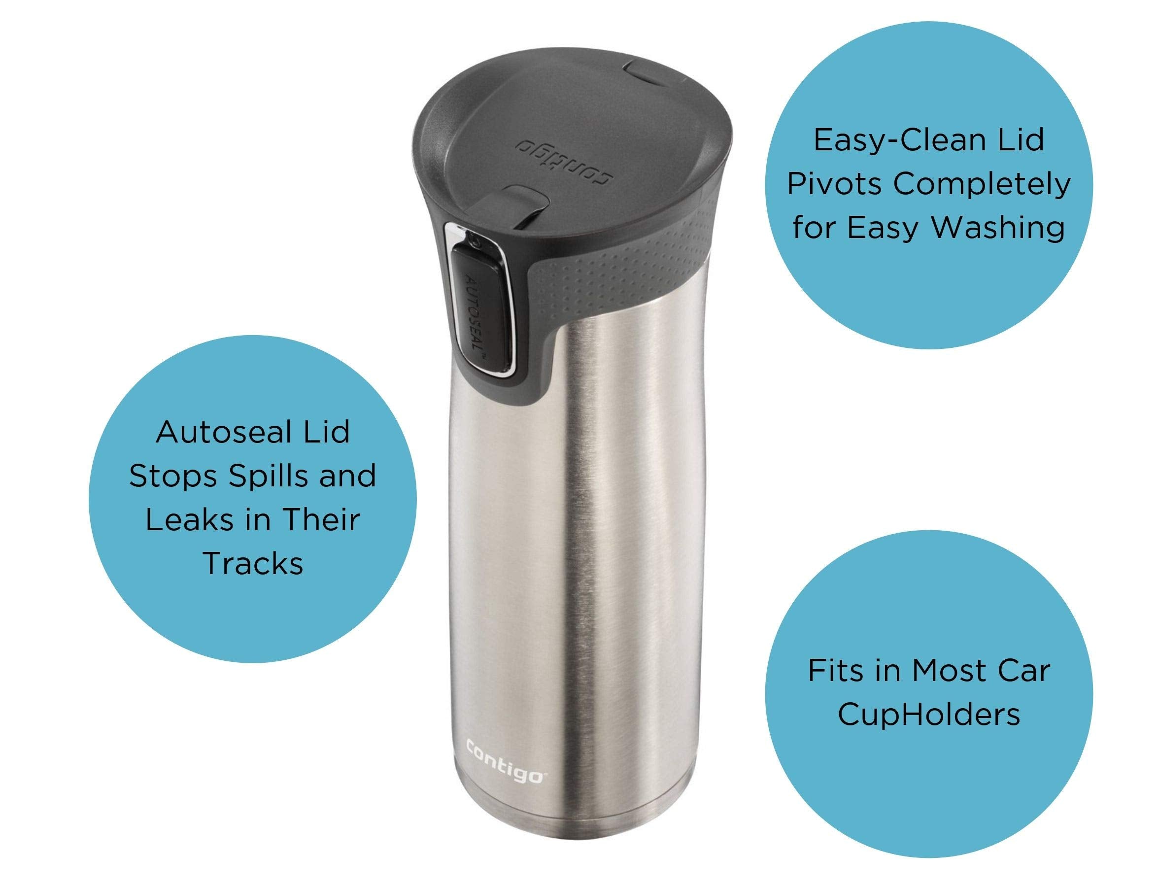 Contigo West Loop Stainless Steel 24Oz Vacuum-Insulated Travel Mug, Spill-Proof Lid, Hot Up To 5 Hours And Cold Up To 12 Hours