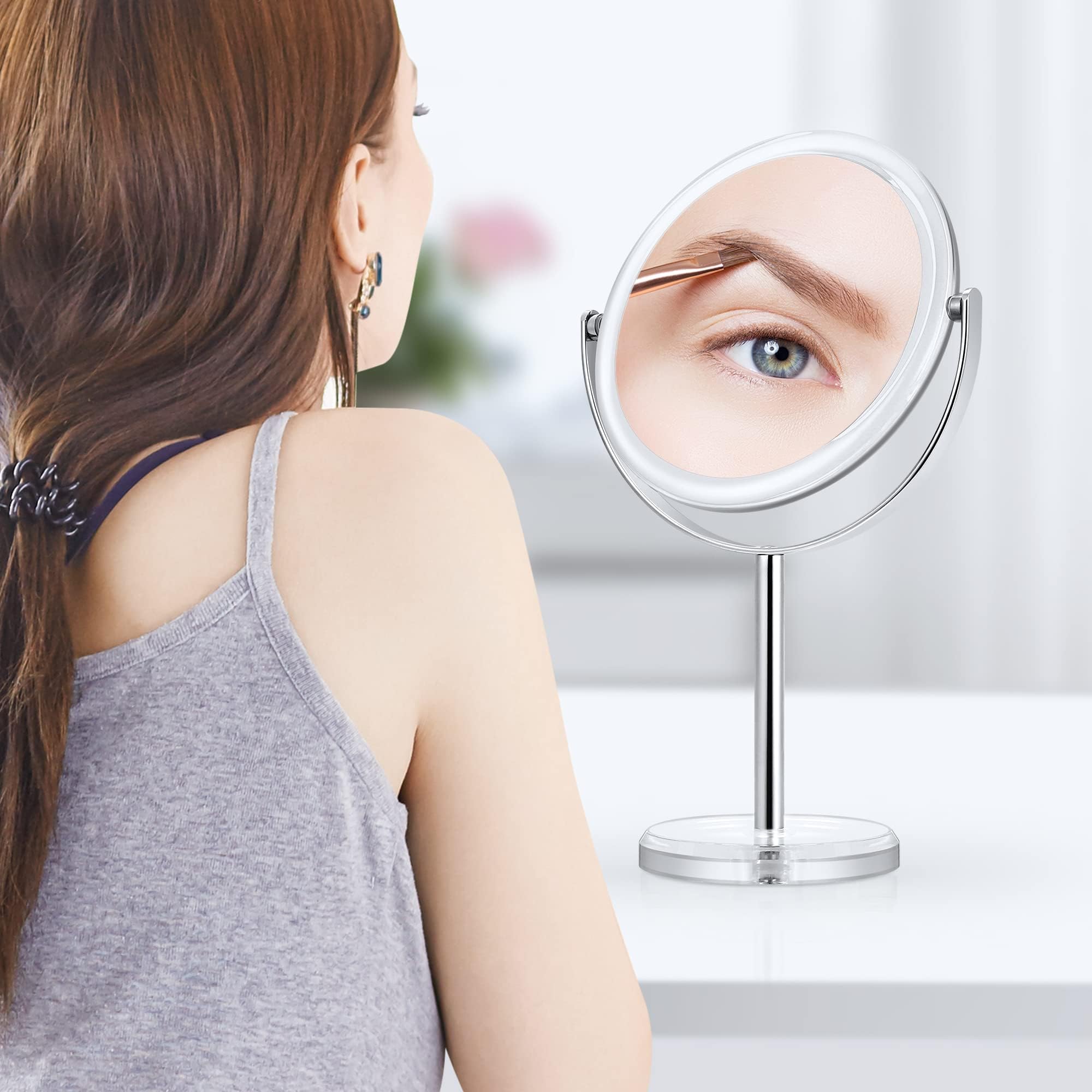 Miyadiva 20X Magnifying Makeup Mirror,Double Sided 1X & 20X Magnifying Mirror With Stand,Tabletop Magnified Vanity Mirror With 3