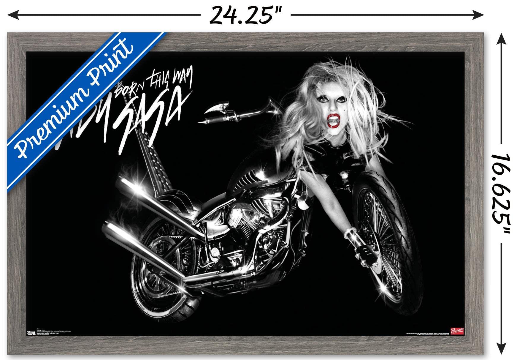 Trends International Lady Gaga - Cover Wall Poster, 14.725'' X 22.375'', Barnwood Framed Version