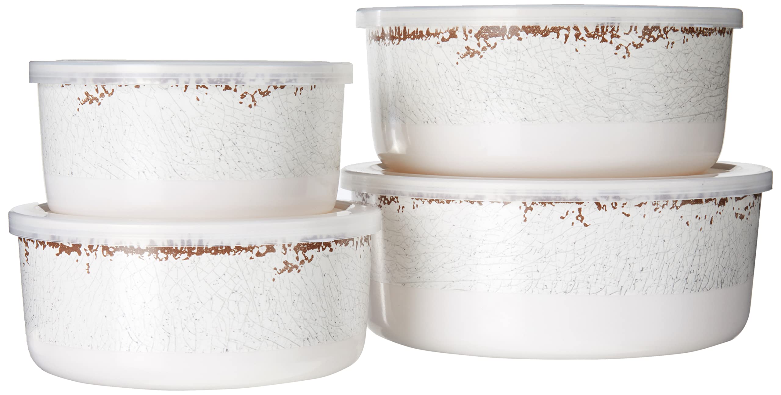 Gibson Home Mauna Melamine 8 Piece Nesting Food Storage Set W/PP Lid 54OZ, 40OZ, 27OZ, 19OZ  Ice White (135400.08)