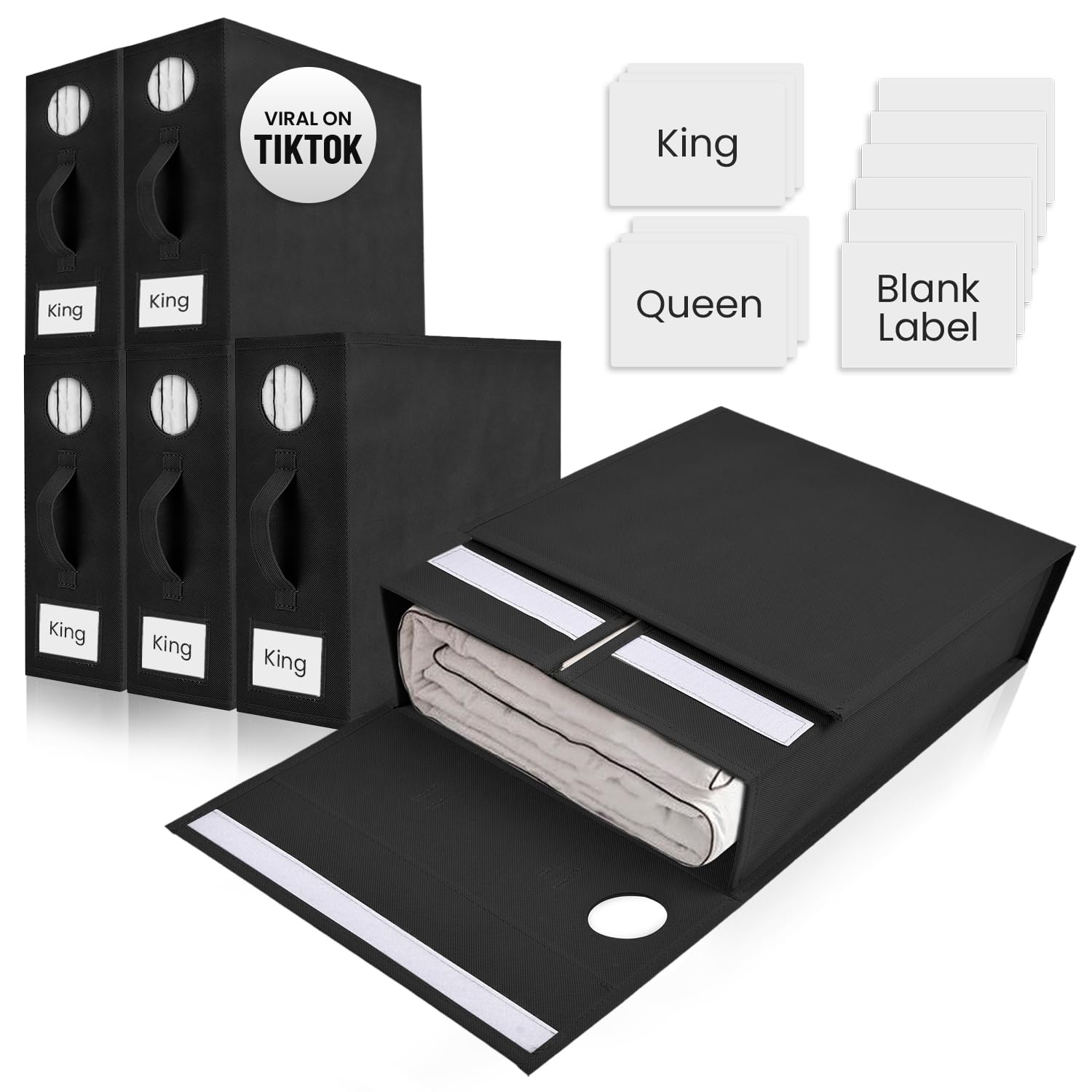 TOSORO 6 Pack Bed Sheet Organizer and Storage, Foldable Storage Bed Sheet Organizer for Linen Closet with Viewing Window & Label