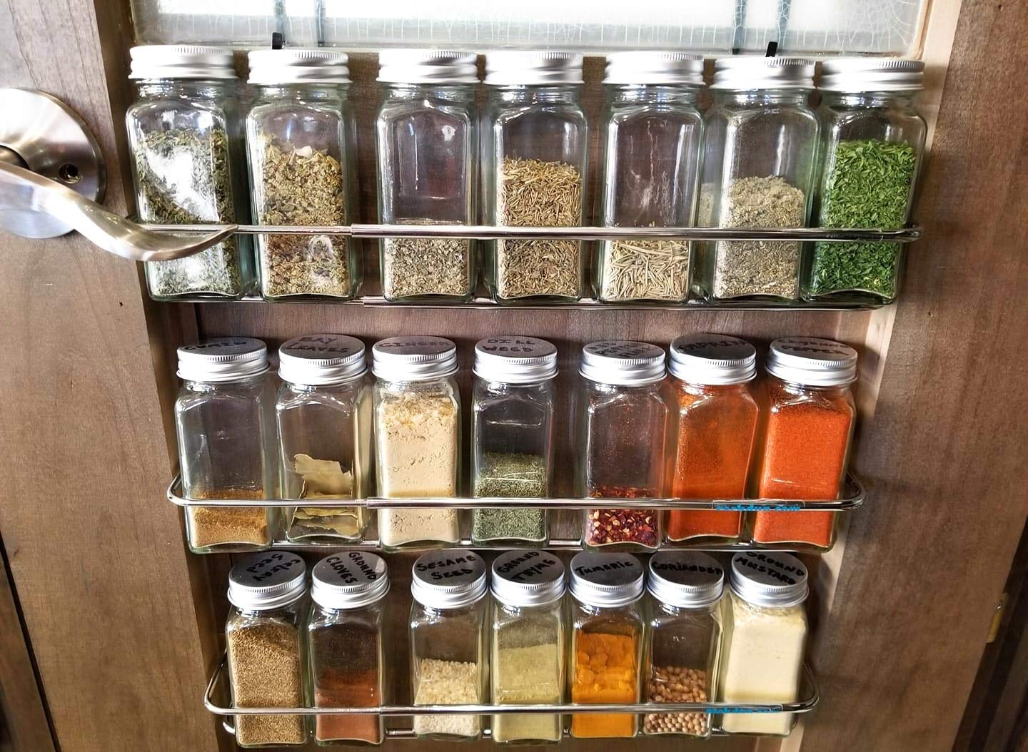 Expandable Rack (Chrome, Set Of 3)-Mount On Cabinet Door/Pantry/Wall-Convenient Storage For Spices, K-Cups, Medications, Acrylic