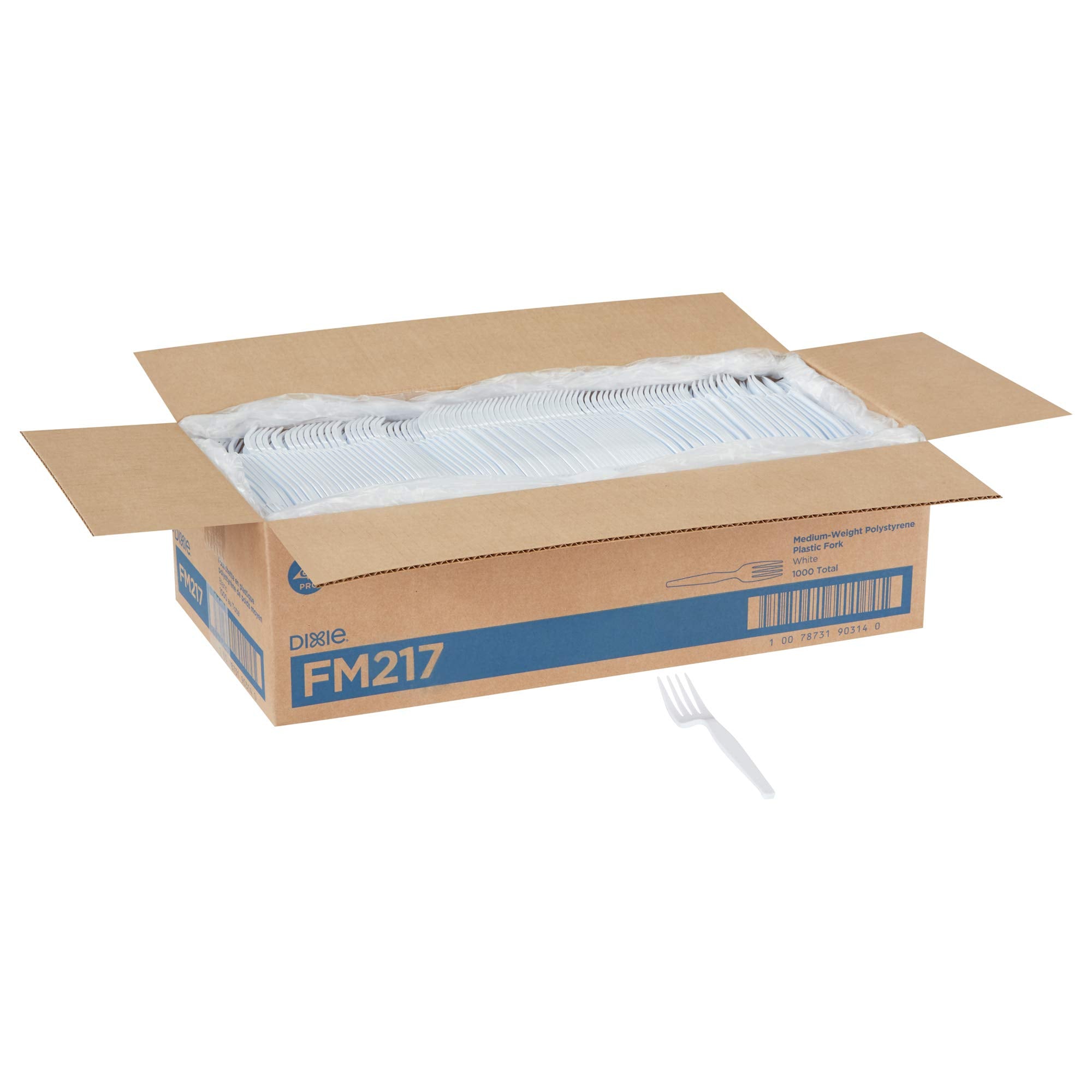 Dixie 6.104'' Medium-Weight Polystyrene Plastic Fork By Gp Pro (Georgia-Pacific), White, Fm217, (Case Of 1,000), 1 Box Of 1000