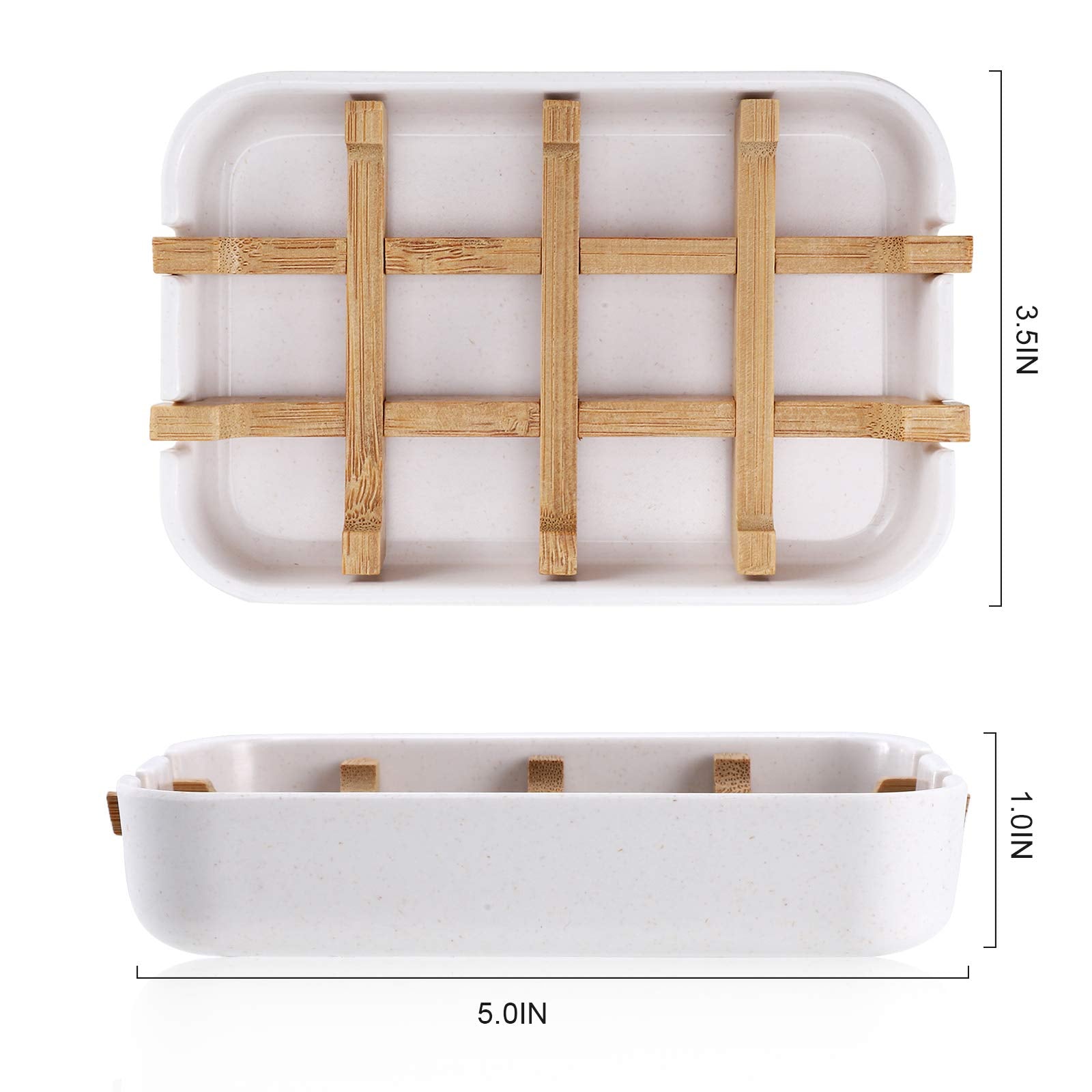 Fufengz Bamboo Wooden Soap Dishes For Bathroom Bar Soap Holder Shower Soap Holder Sink Deck Bathtub Shower Tray (Two Pieces Whit