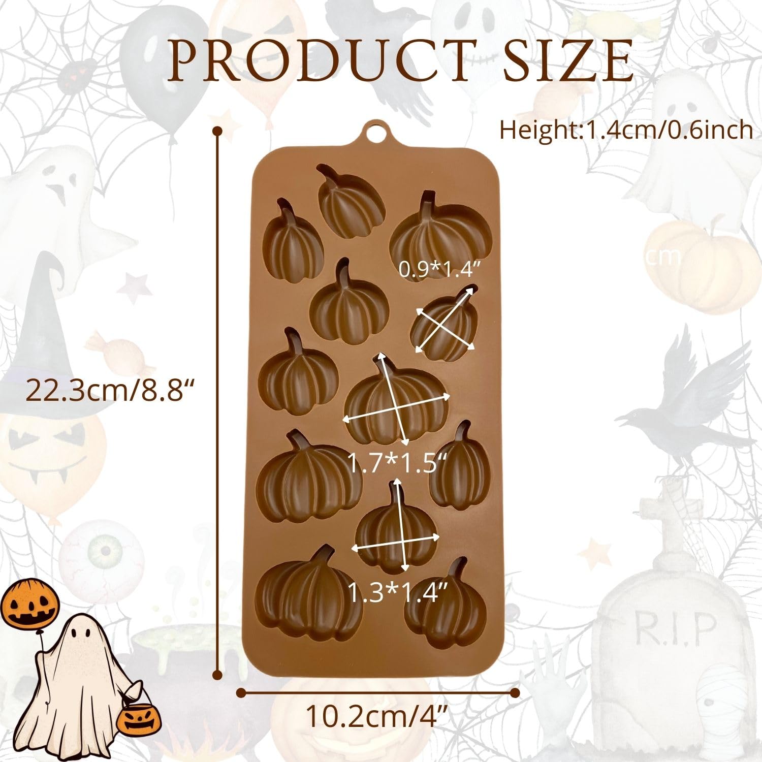 Orapink 1 Piece Pumpkin Silicone Chocolate Molds Different Shape Pumpkin 3D Chocolate Candy Moulds for Halloween, Thanksgiving D