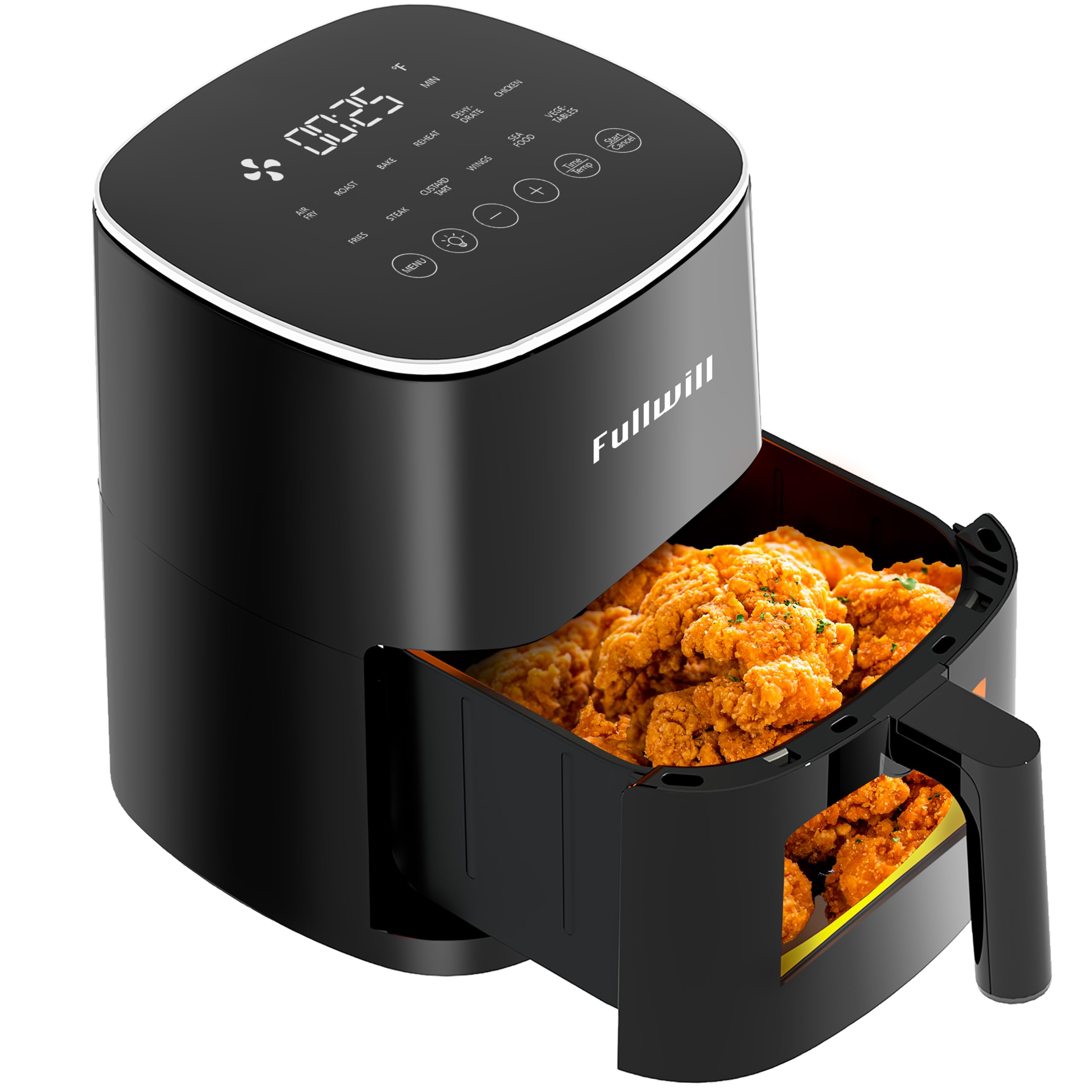 Fullwill Air Fryer with Viewing Window 6QT,5-in-1 Multi-Function(Air Fry,Roast,Bake,Reheat,Dehydrate) plus 7 One-Touch Presets f
