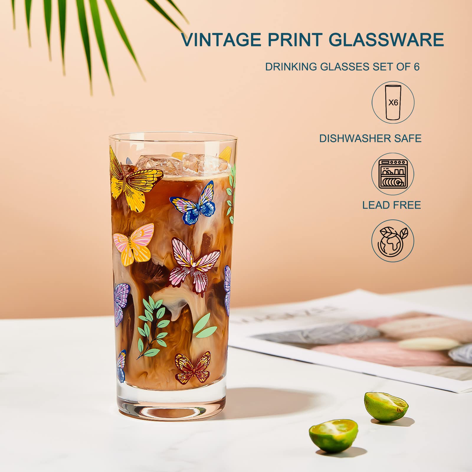 Faircraft Drinking Glasses Set Of 6,Highball Glasses 16Oz,Clear Water Glasses With Heavy Weighted Base,Made From Premium Borosil
