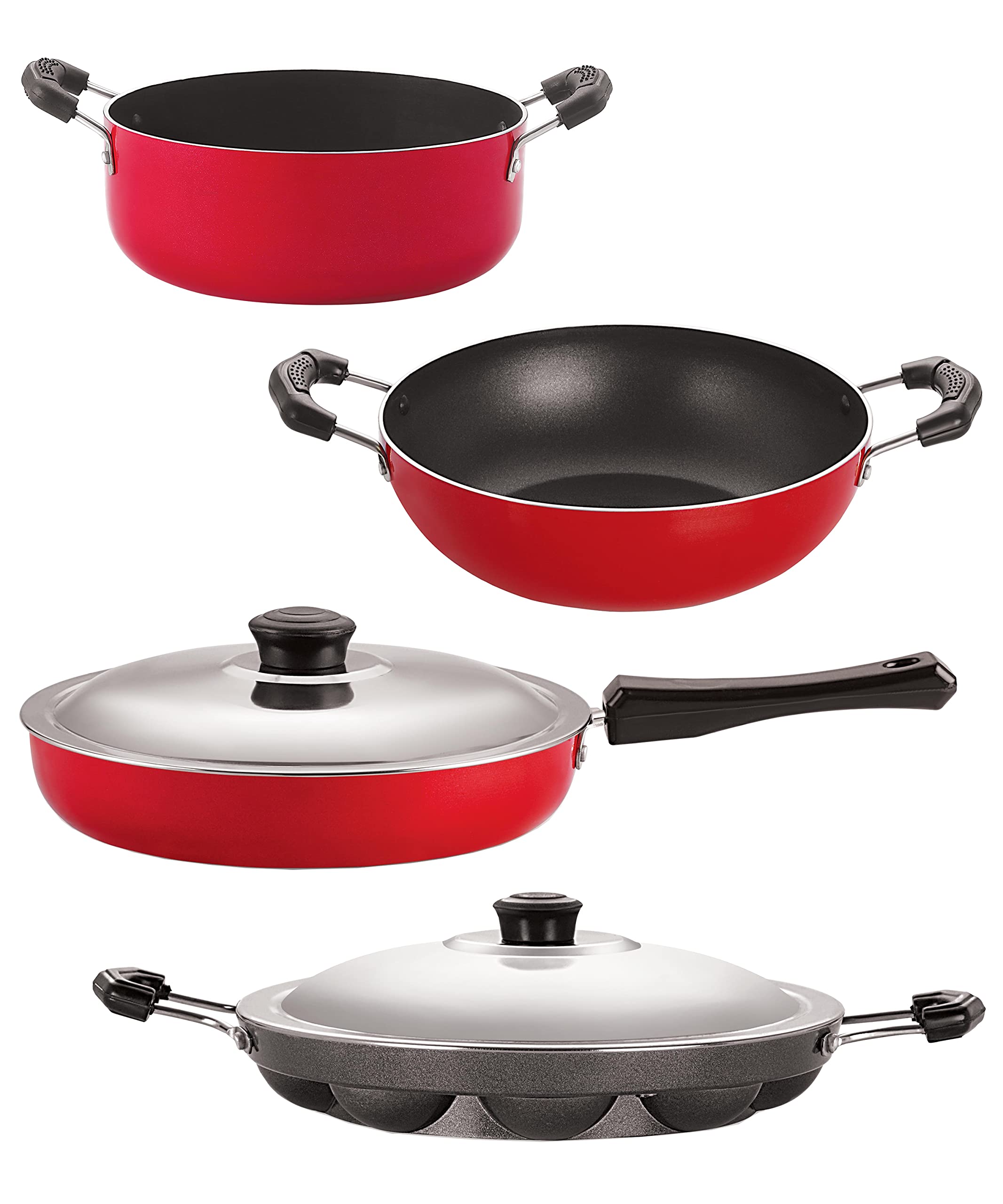 Nirlon Non Stick Cooking Pan And Pot Utensils Gift Kitchen Set Of 4 Pieces (Fp11_Kd13_Ap12_Cs24)
