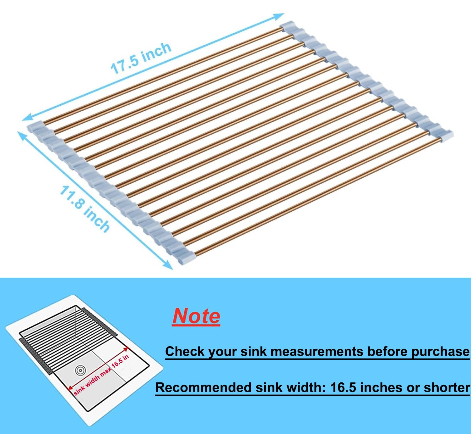Seropy Roll Up Dish Drying Rack Over The Sink Drying Rack for Kitchen Counter, Rolling Dish Rack Over Sink Mat, Foldable Dish Dr