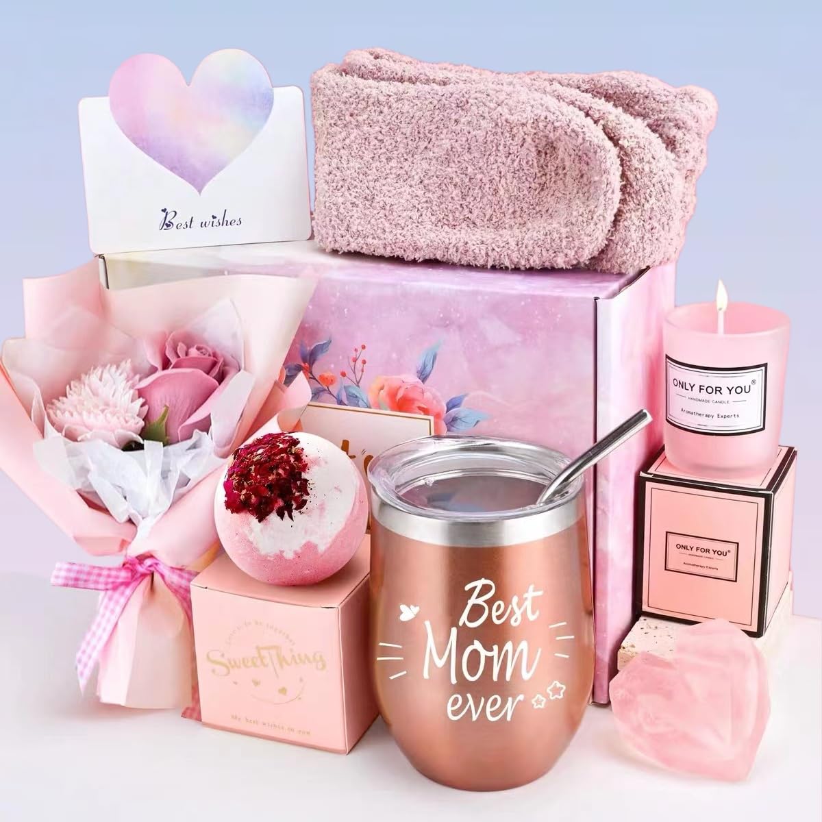 Jupozop New Mom Gifts For Women After Birth, Birthday Gifts For Mom From Daughters, Relaxing Gifts For Mom Baskets, Gift Basket