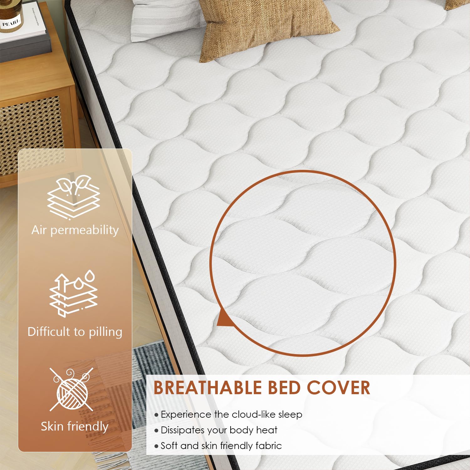 Paylesshere 10 Inch Innerspring King Mattress Medium Firm Hybrid Mattress With Removable Cover Certipur-Us Certified Bed-In-A-Bo