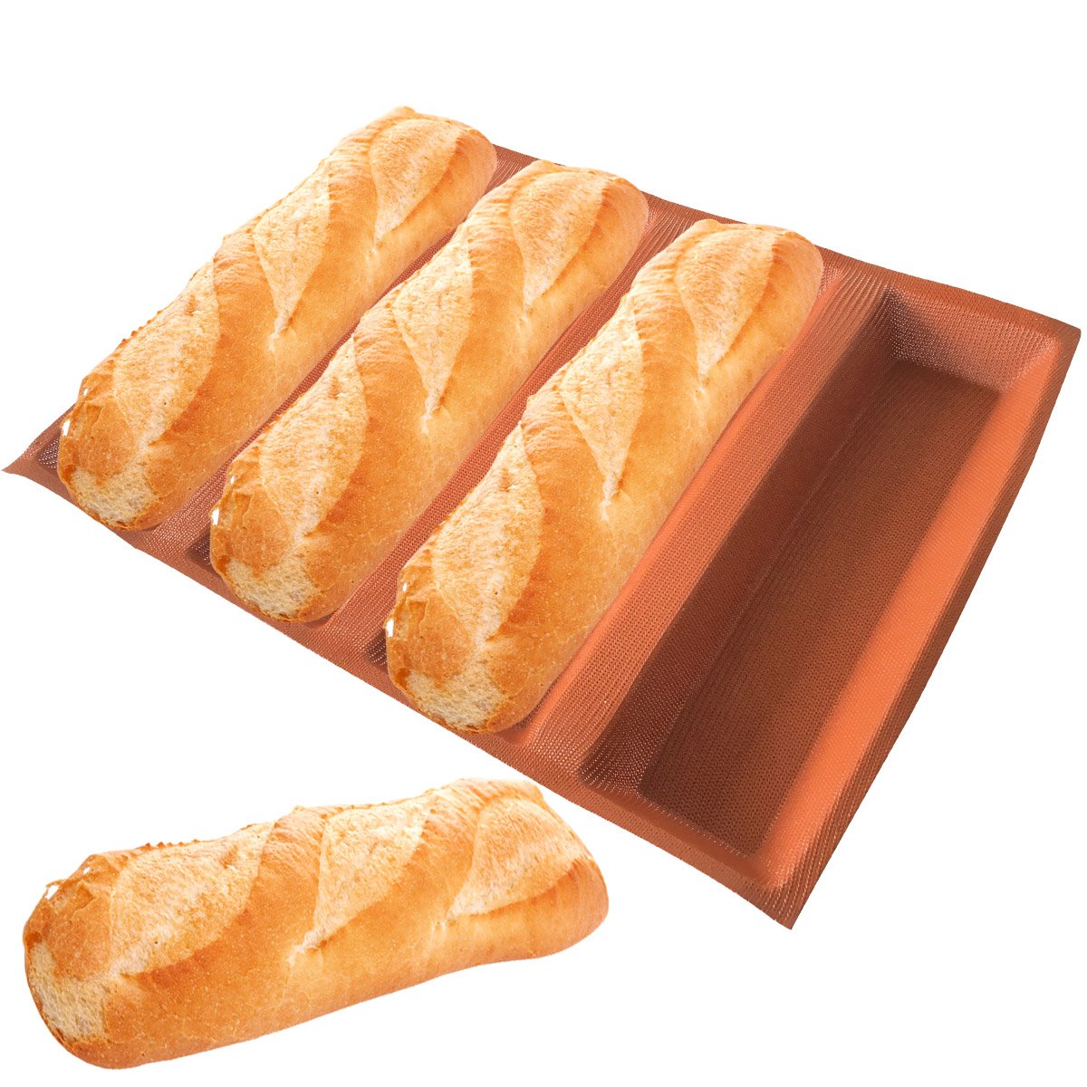 Bluedrop Silicone Bread Forms 12 Hot Dog Bread Molds Non Stick Silicone Coated Fiber Glass Bakery Trays Moulds