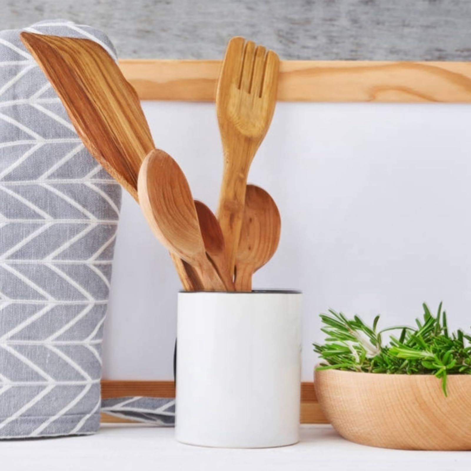 Beufee 7 Inch Wooden Cooking Spoons - 2PCS, Wood Serving Spoons for Mixing, Stirring, Tasting, Soup & Daily Use, Model: Beufeegmiaorq