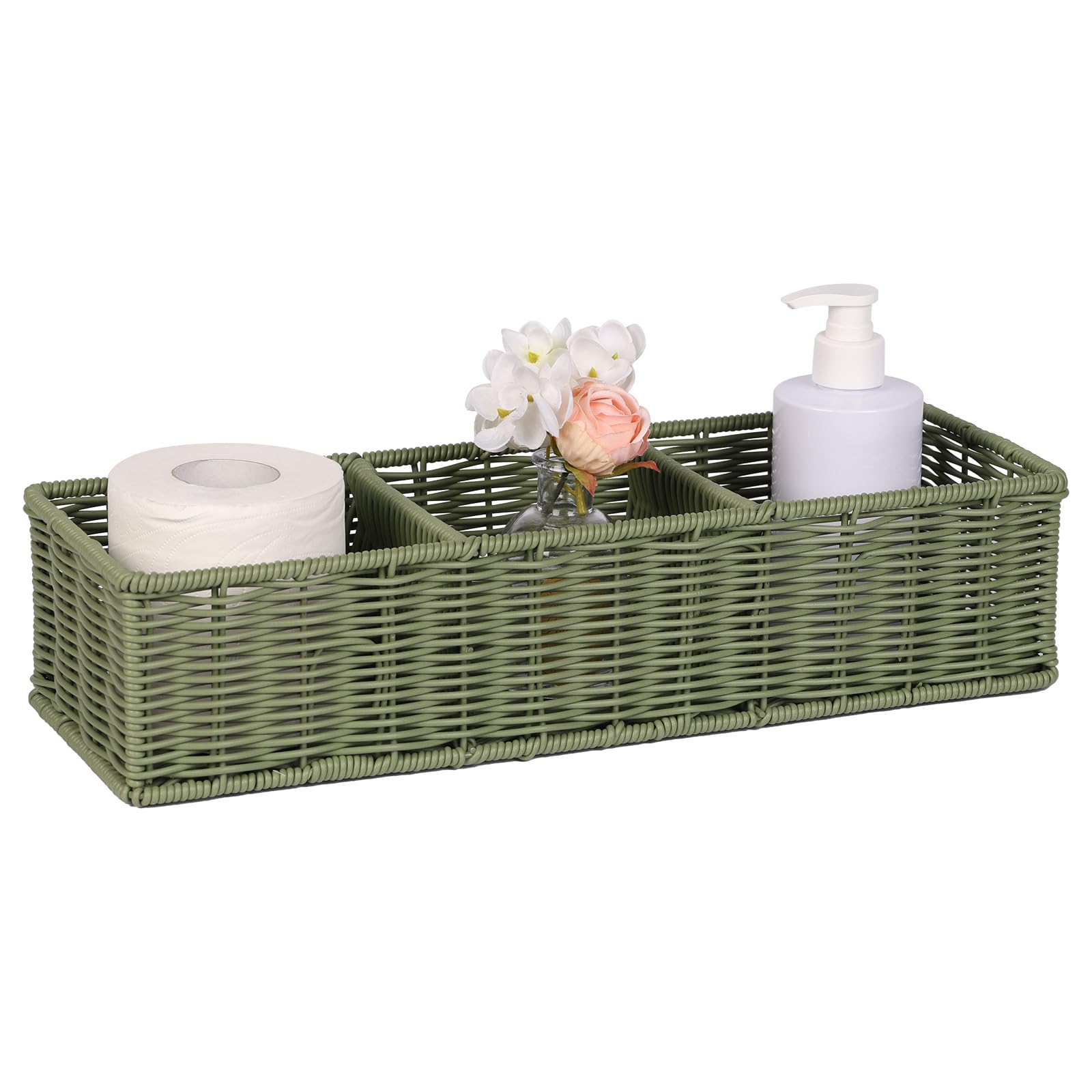 UPINFREE Bathroom Toilet Paper Basket: Water-resistant Resin 3-Section Organizer Above Toilet Space Efficient For Small Homes St