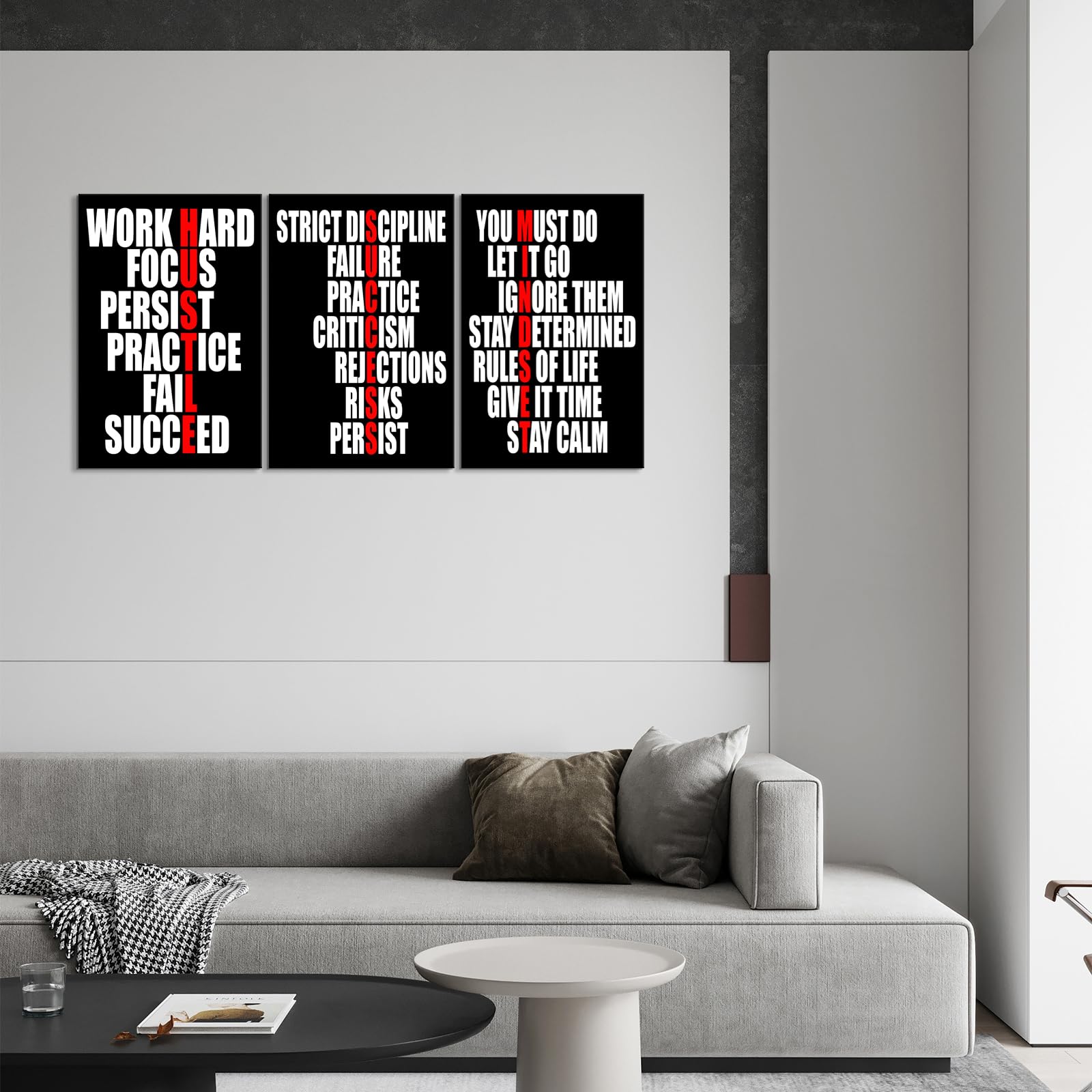 Kawahone Motivational Wall Decor - Hustle/Success/Mindset Definition Poster Inspirational Quotes Wall Art - Positive Affirmation