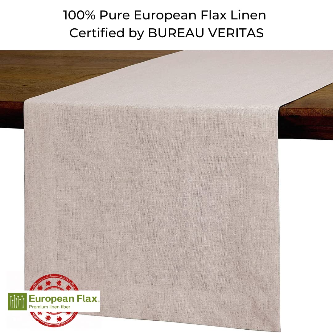 D'Moksha Linen Table Runner 60 Inches Long, Natural Table Runner, Thanksgiving Table Runner, Dining Table Runner For Fall, Chris