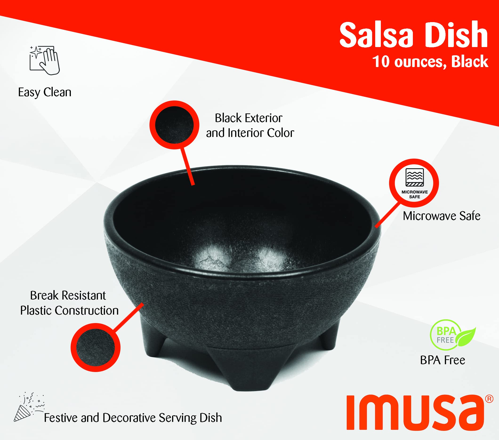 Imusa Usa Salsa Dishes, 24 Piece, Black