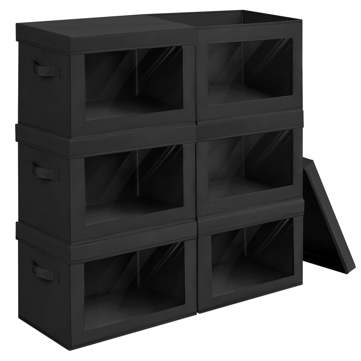 Homsorout Stackable Storage Bins With Lids - Storage Baskets With Lids, Foldable Storage Bins, Wardrobe Clothes Organizer With W