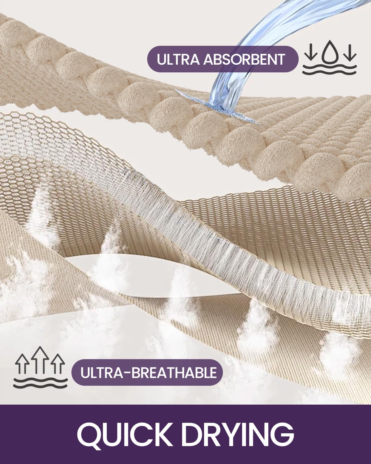 Dexi Bathroom Rugs, Chenille Super Absorbent Mats, Non Slip Washable Rug Carpet, Luxury Soft Thick Plush Bathmat For Tub, Shower