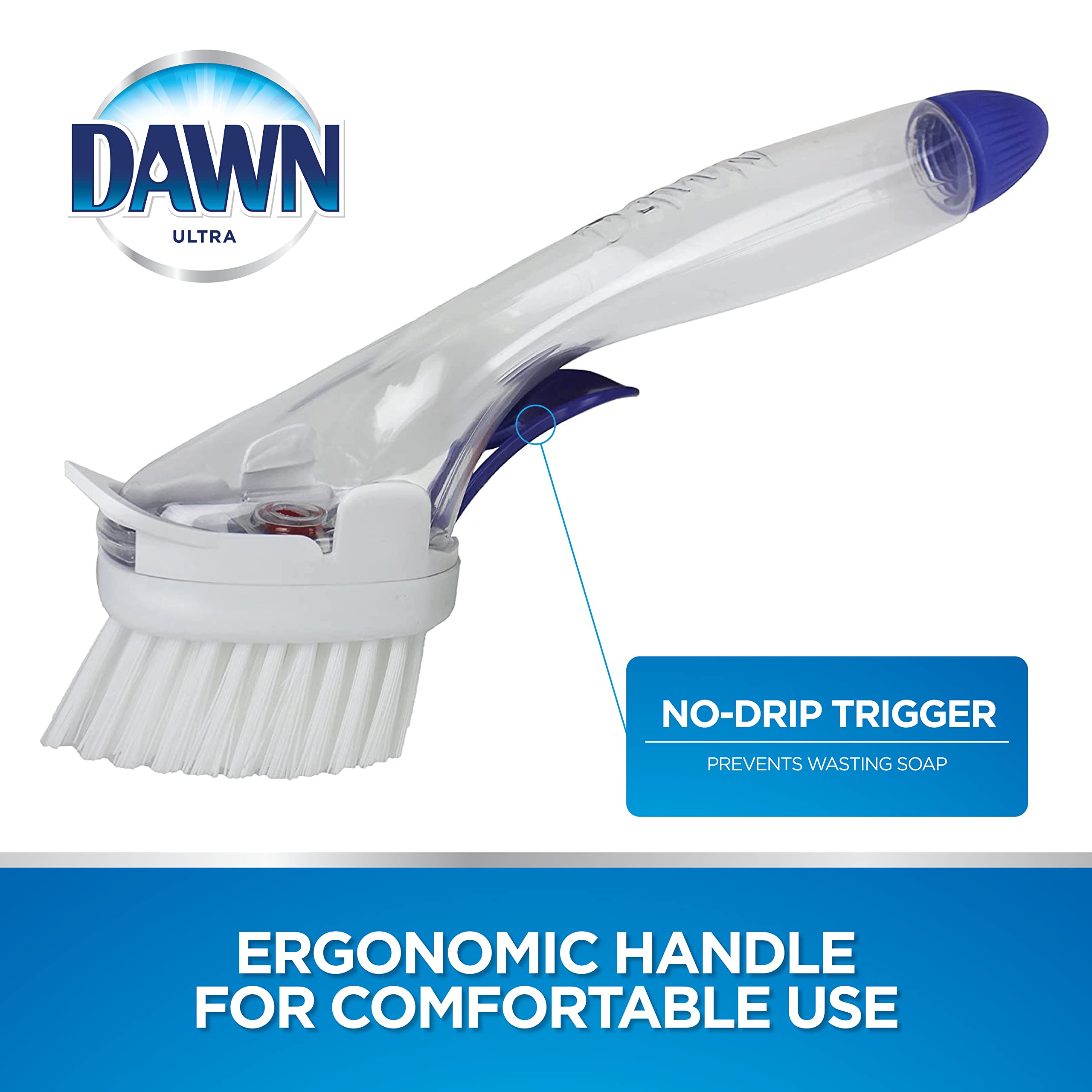 Dawn No- Drip Fillable Dish Brush, Clear