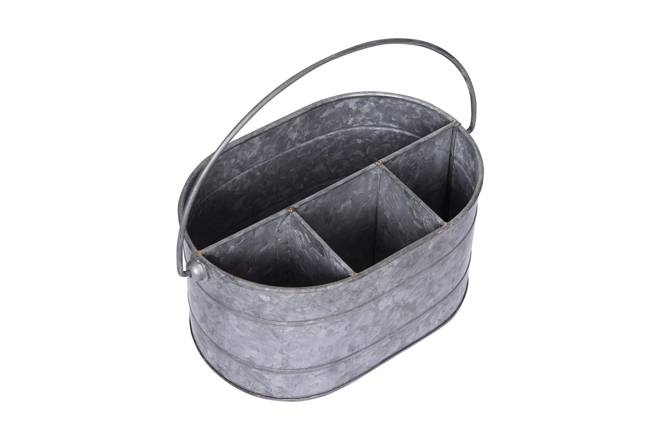 Creative Co-Op Metal Bucket With 4 Compartments And Handle