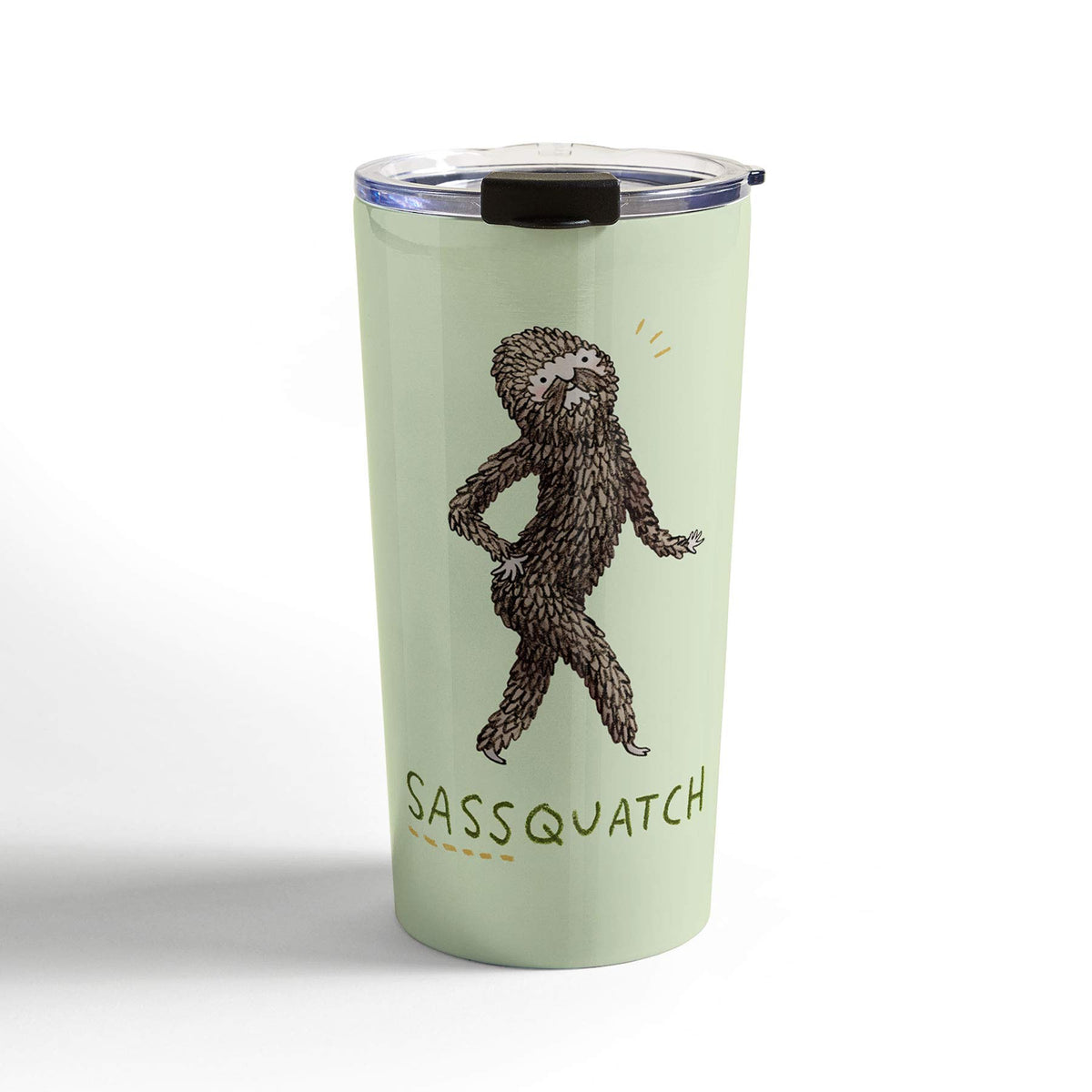Society6 Sophie Corrigan Sassquatch Stainless Steel Travel Mug, 1 Count (Pack Of 1), Green, 20Oz