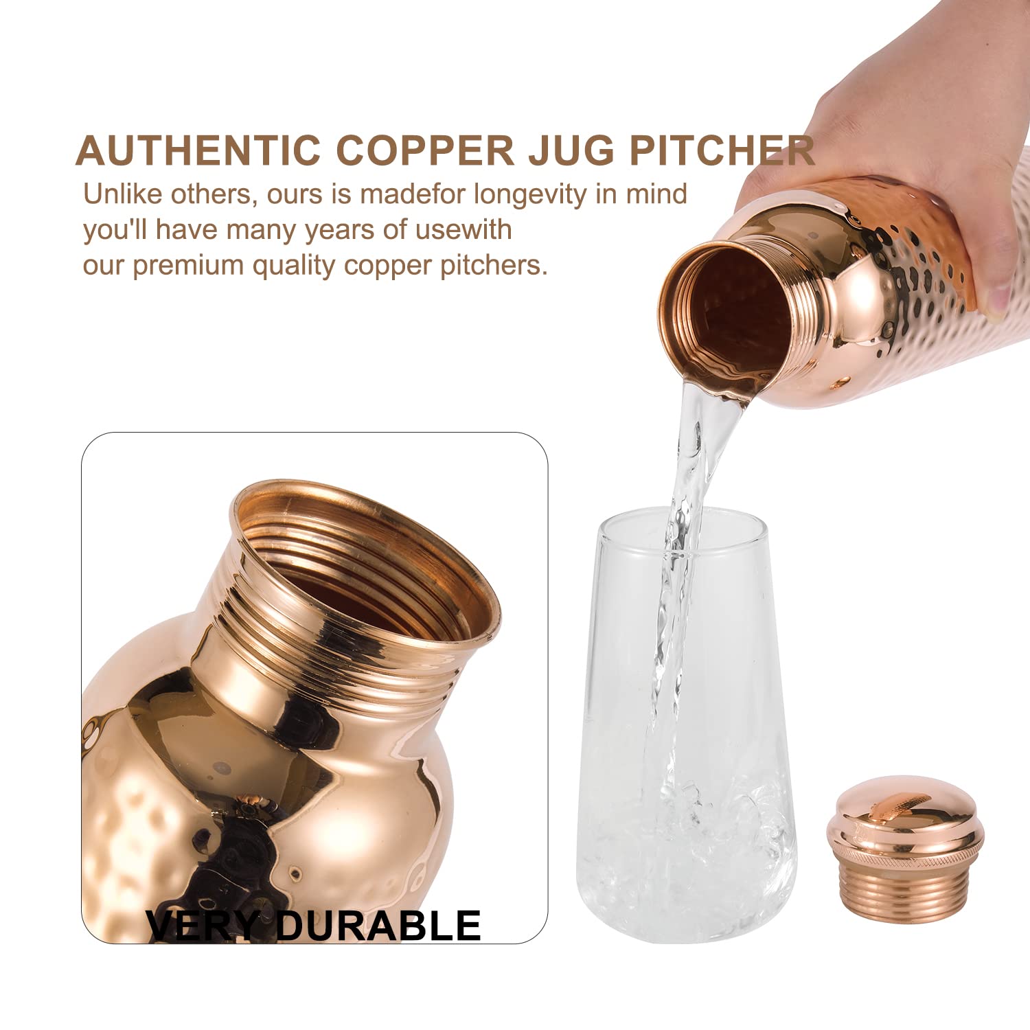 Copper Water Bottle With Jute Bag - 34 Oz Extra Large, Pure Copper Vessel For Drinking - Drink More Water - Copper Bottle For He